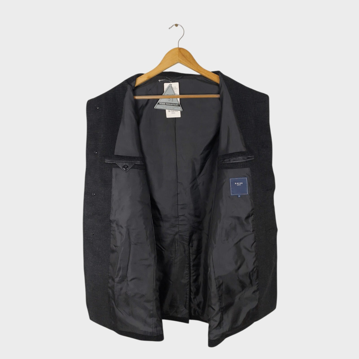 BEAMS B:MING Men's Windproof Stand Collar Tasmania Wool Blend Coat