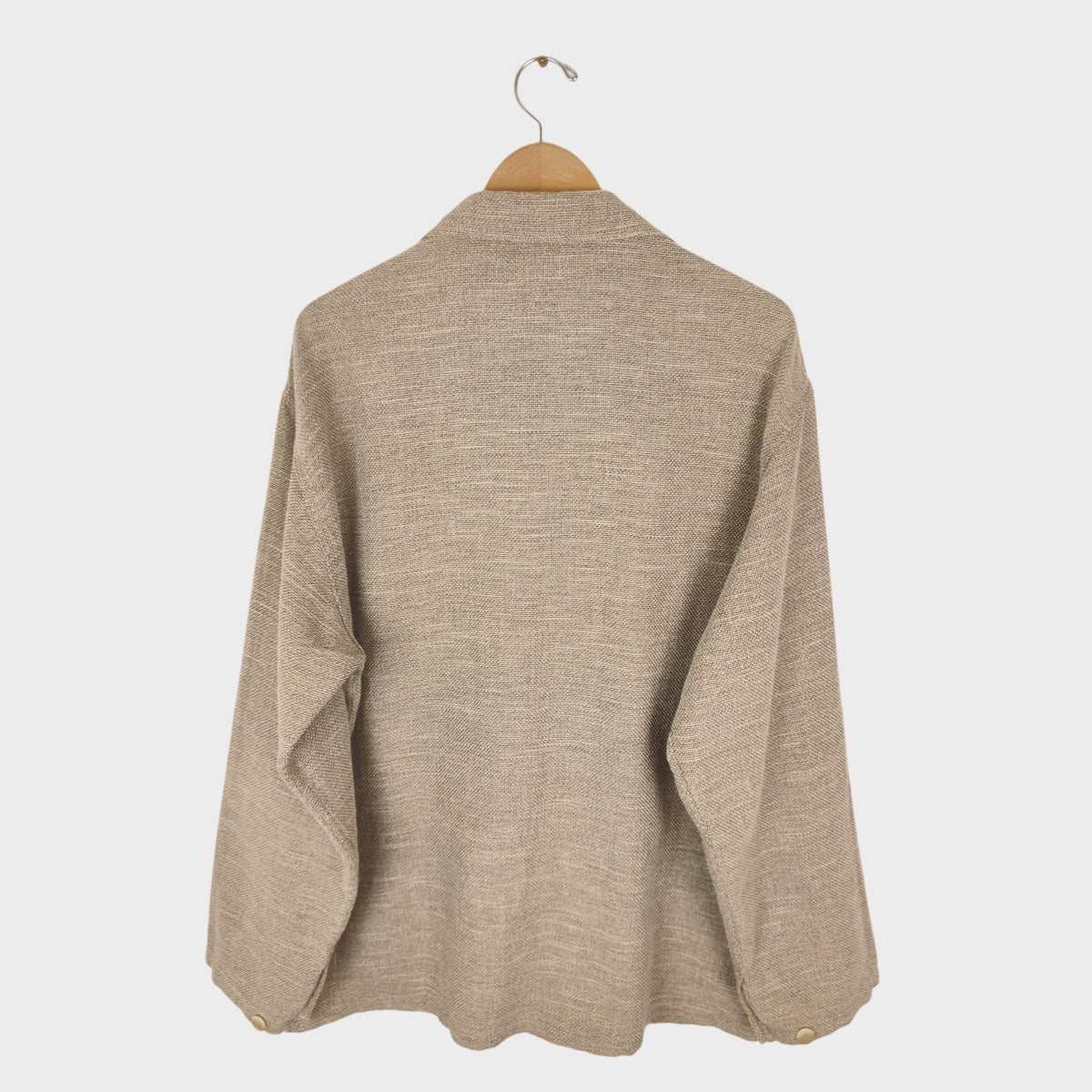 BEAMS PLUS Men's Beige Linen/Cotton Blend Knitted Chore Jacket