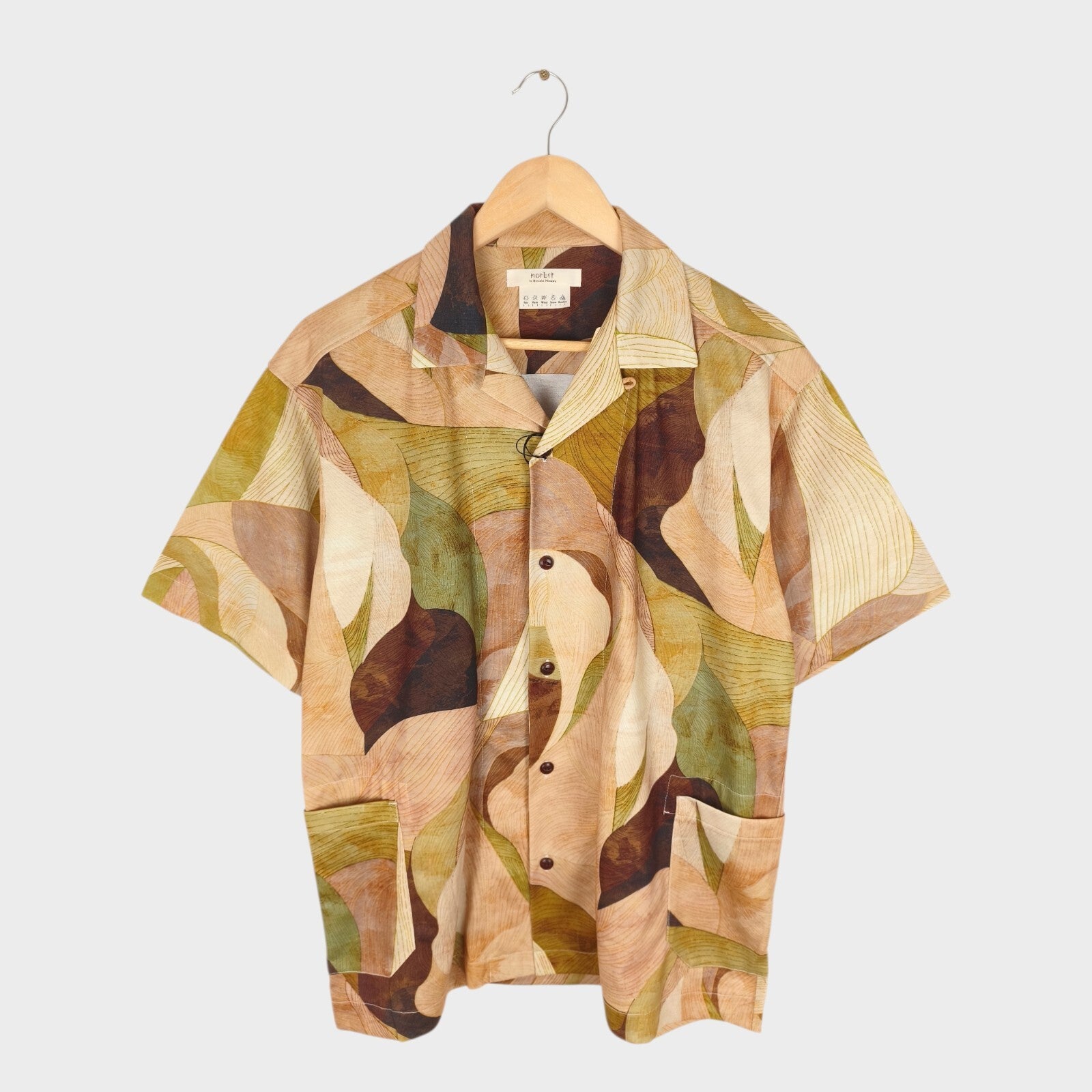 NORBIT BY HIROSHI NOZAWA Men's Leaf Camo Aloha Shirt