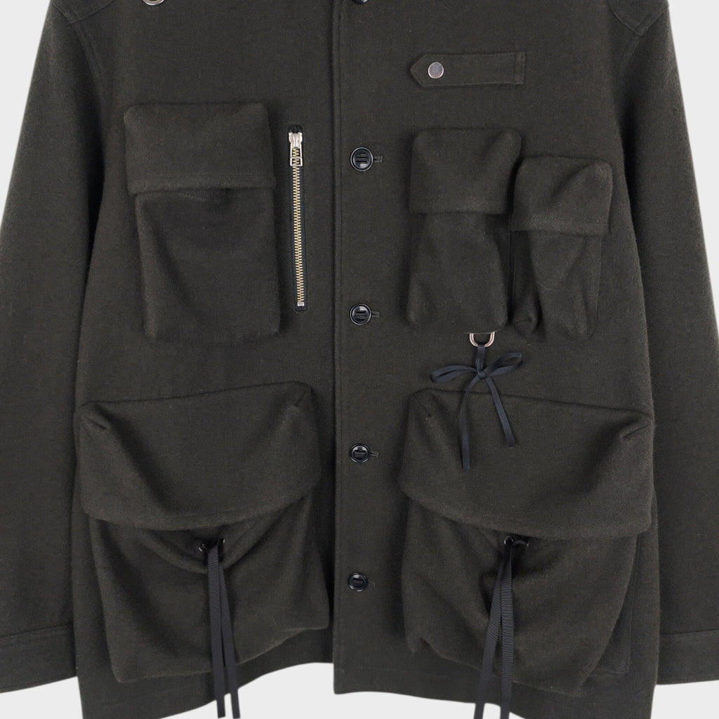 MAISON SPECIAL Japan Men's Grey 100% Wool Military Utility Jacket