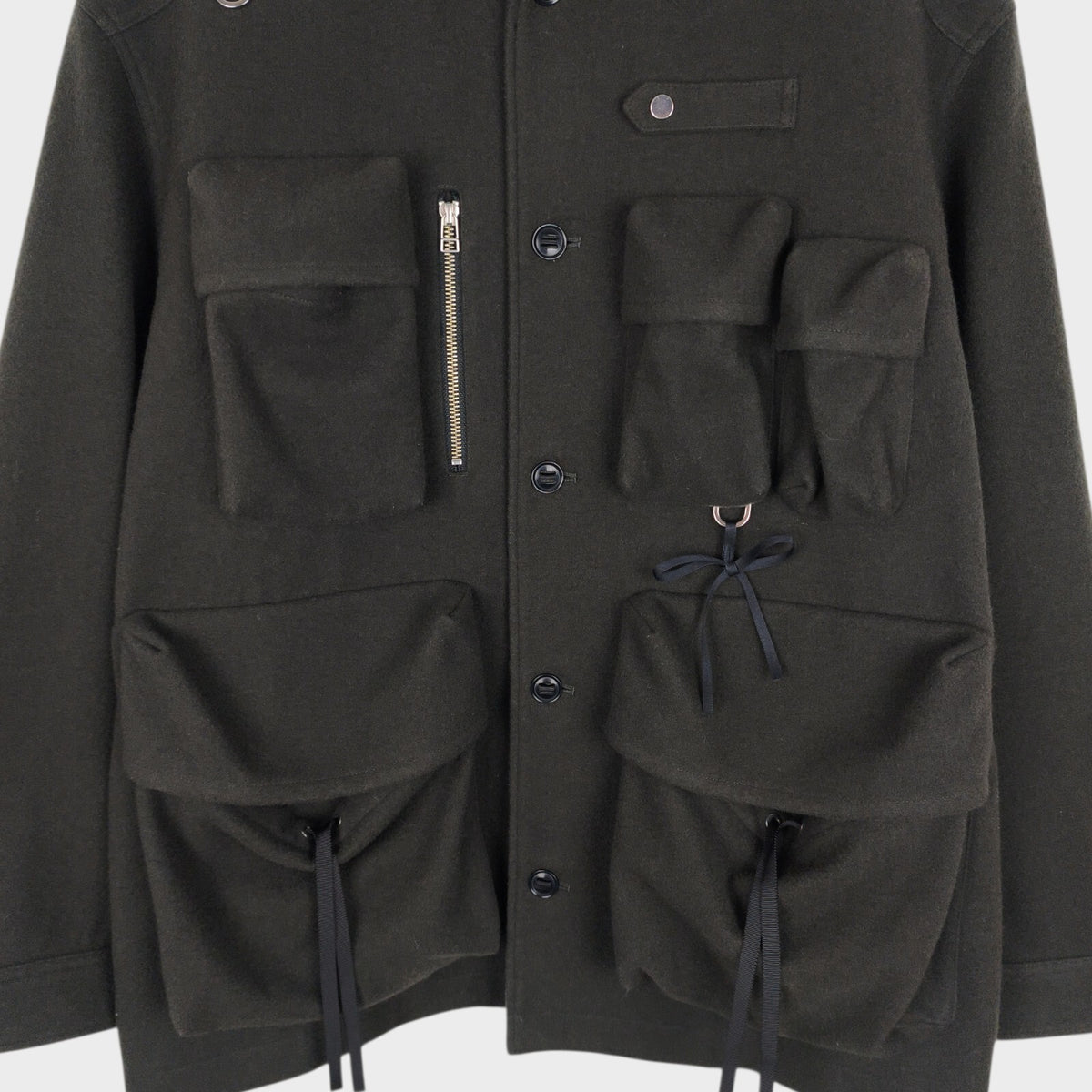 MAISON SPECIAL Japan Men's Grey 100% Wool Military Utility Jacket