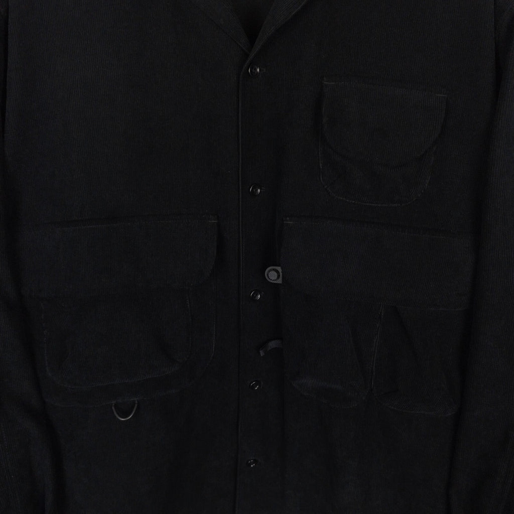 DAIWA PIER39 Men's Black Corduroy Tech Fisherman's Open Collar Overshirt