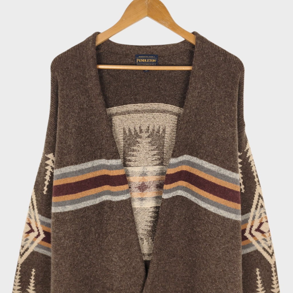 PENDLETON Men's Navajo Jacquard Wool Blend Open Cardigan