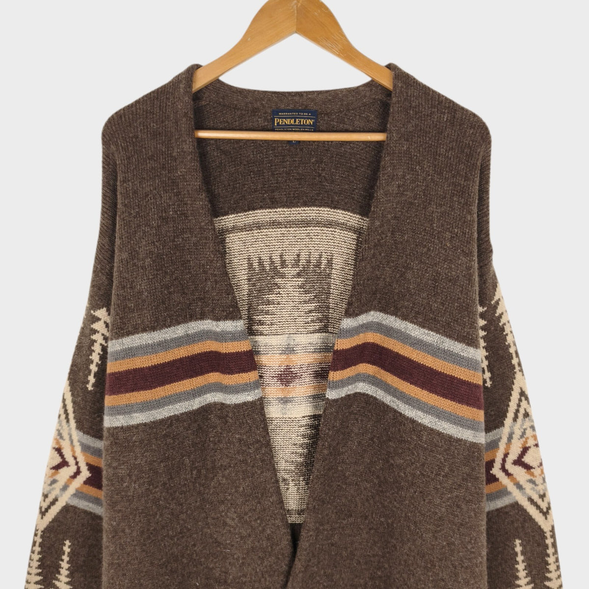 PENDLETON Men's Navajo Jacquard Wool Blend Open Cardigan