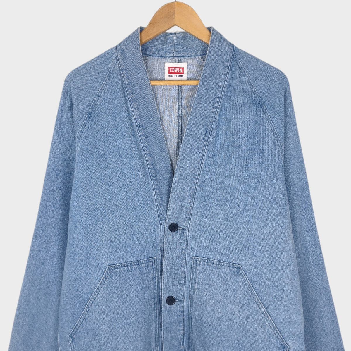 EDWIN Japan Men's Light Blue Denim V-Neck Cardigan Jacket