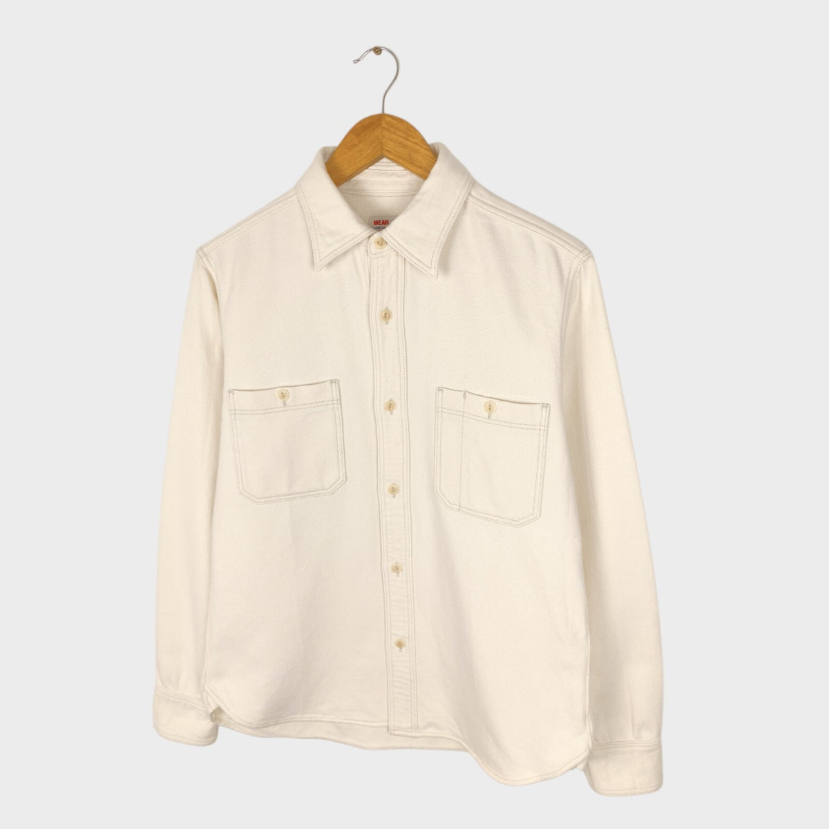 UES Men's Made in Japan Cream Cotton Utility Work Shirt