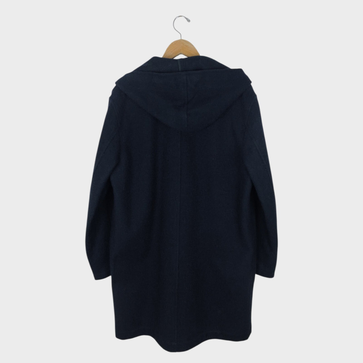 MHL MARGARET HOWELL Men's Dark Navy Blue 100% Wool Hooded Coat