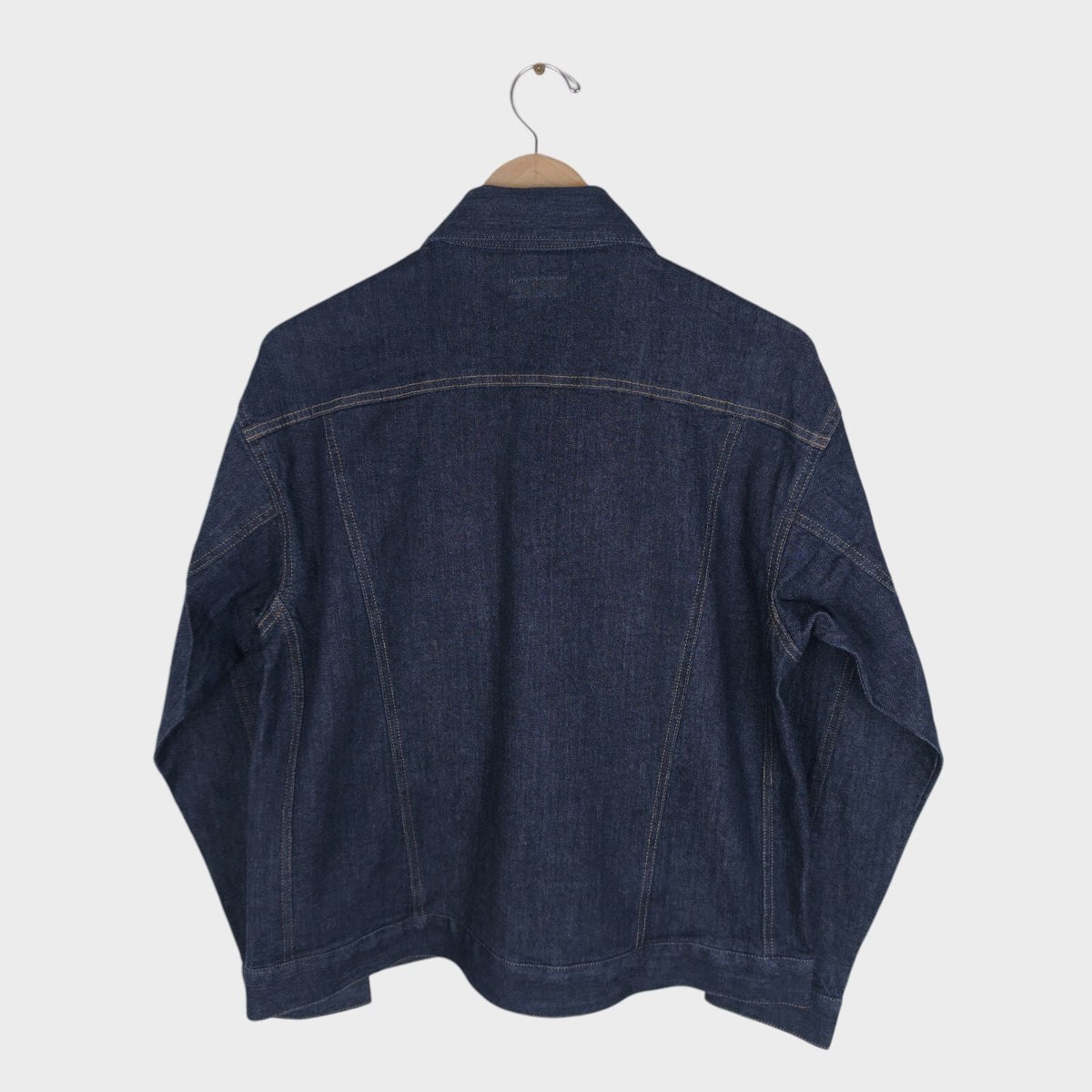 BEAMS Men's Dark Blue Cropped Denim Utility Chore Jacket