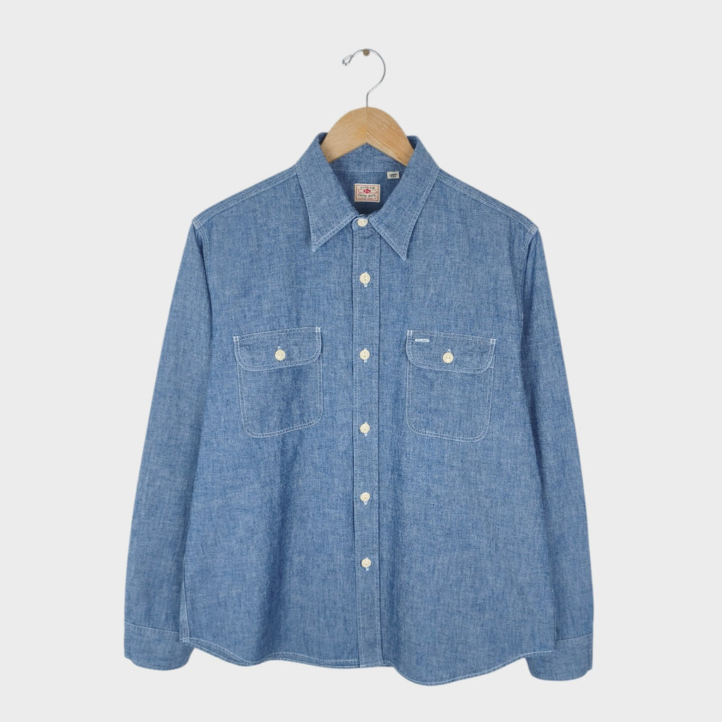 SUGAR CANE Men's Made in Japan Blue Chambray Work Shirt