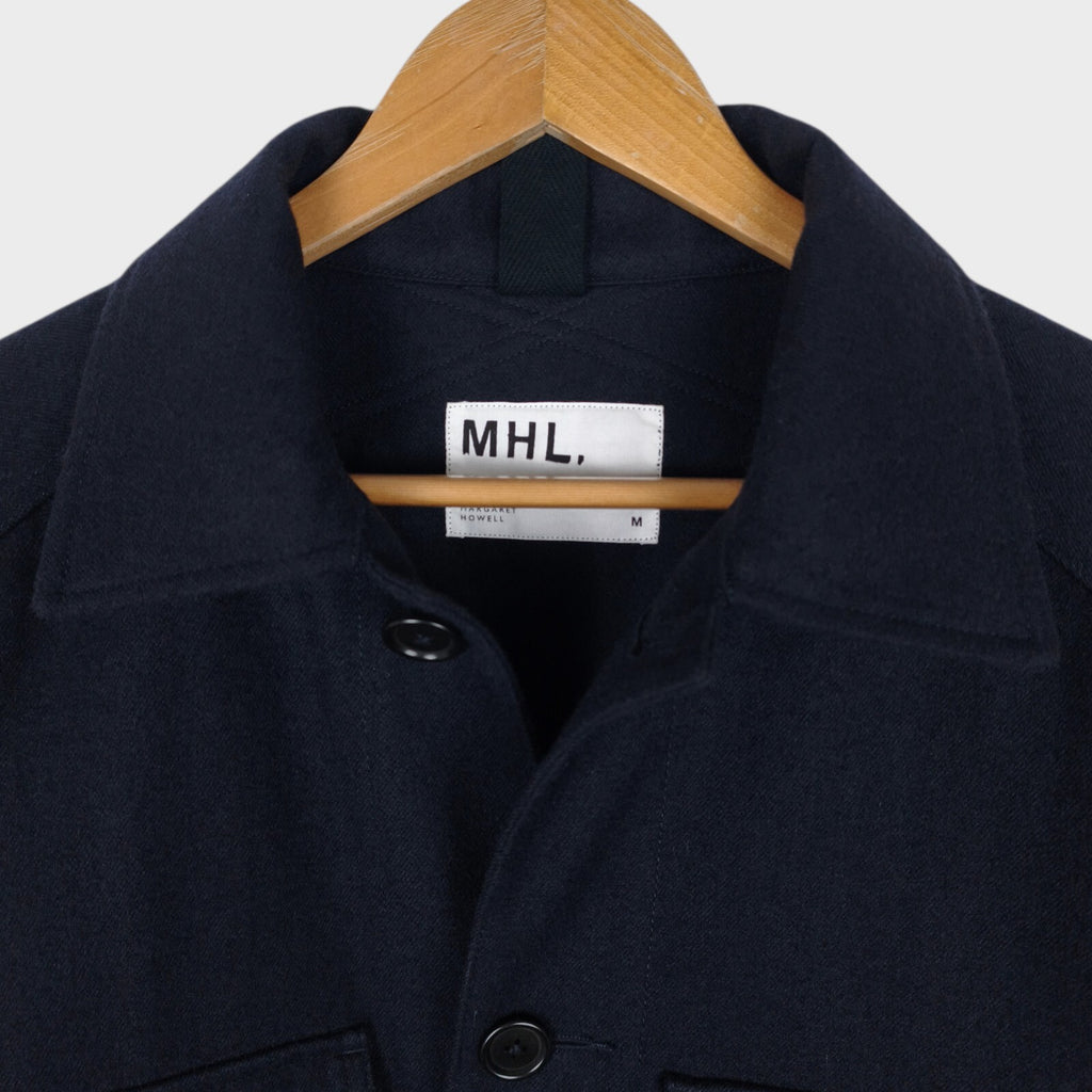 MHL MARGARET HOWELL Men's Navy Blue Wool/Cotton Utility Blouson Jacket