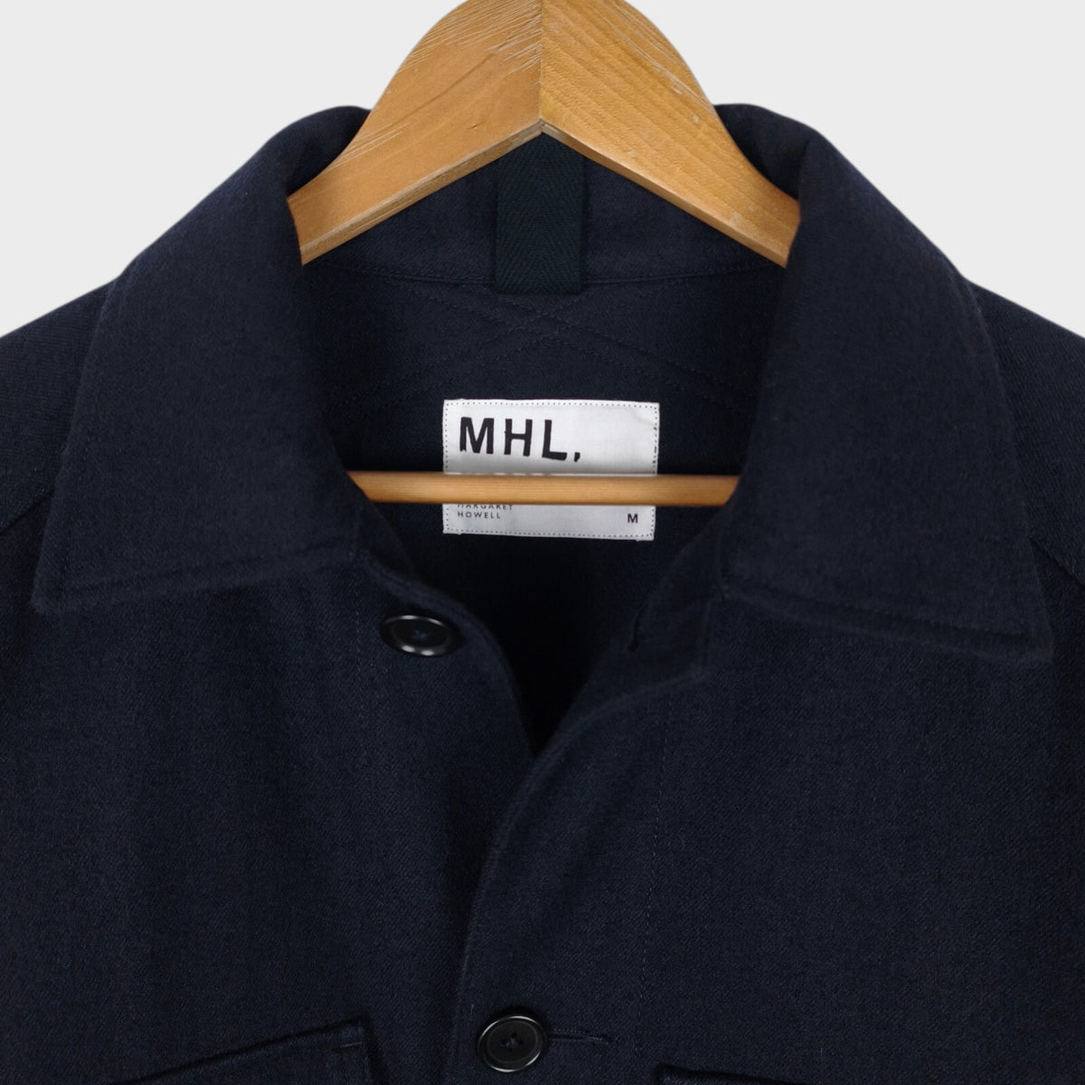 MHL MARGARET HOWELL Men's Navy Blue Wool/Cotton Utility Blouson Jacket