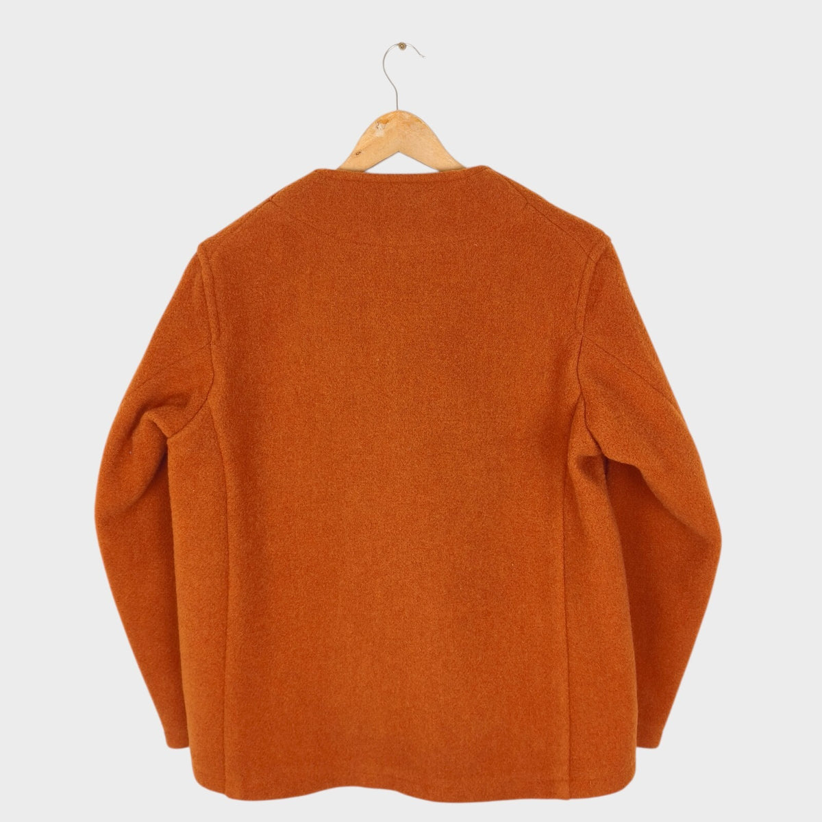 DANTON Men's Made in Japan Orange Wool Melton Collarless Jacket