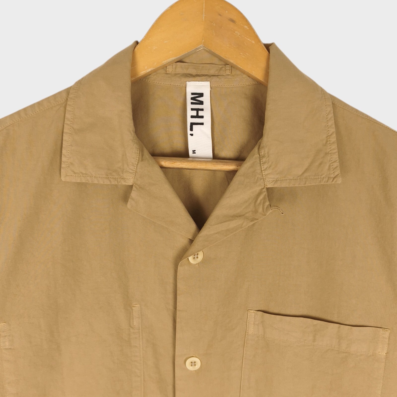 MHL MARGARET HOWELL Men's Beige Cotton Short Sleeved Shirt