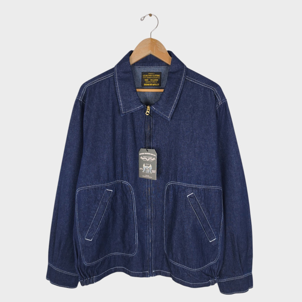 OKONKWO MFG Men's Blue Denim Worker Bomber Jacket