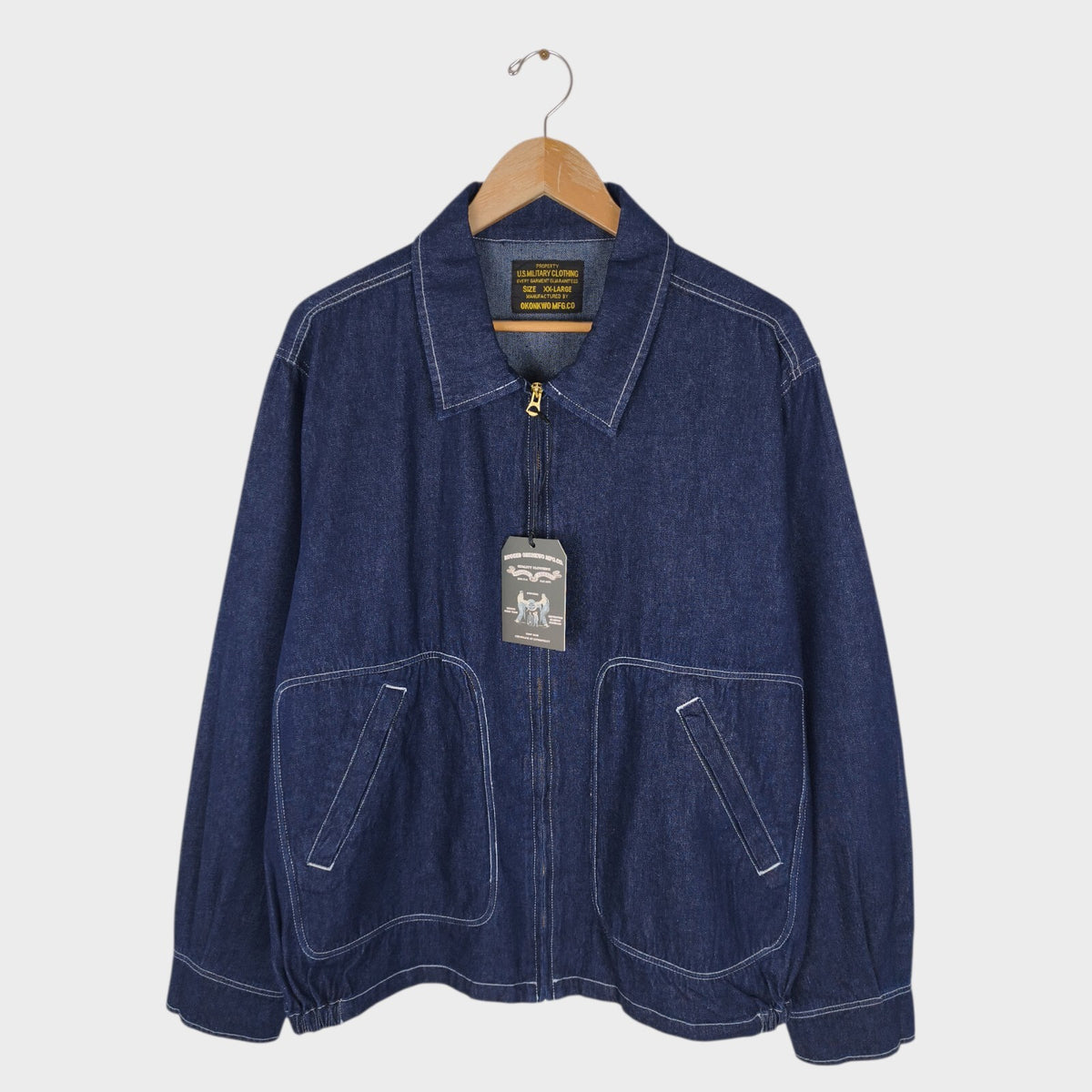 OKONKWO MFG Men's Blue Denim Worker Bomber Jacket