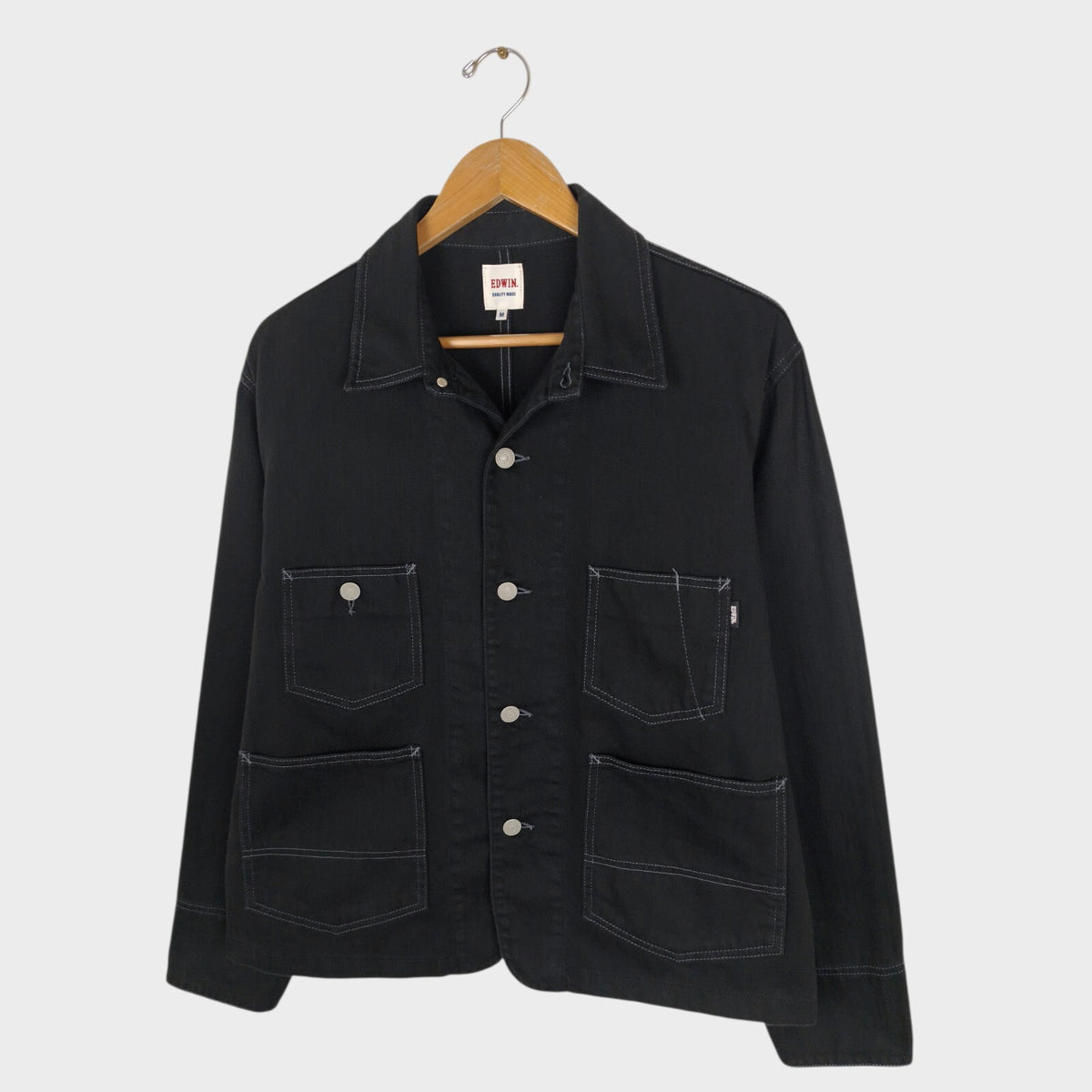 EDWIN Japan Men's Dark Grey Cropped Denim Chore Jacket