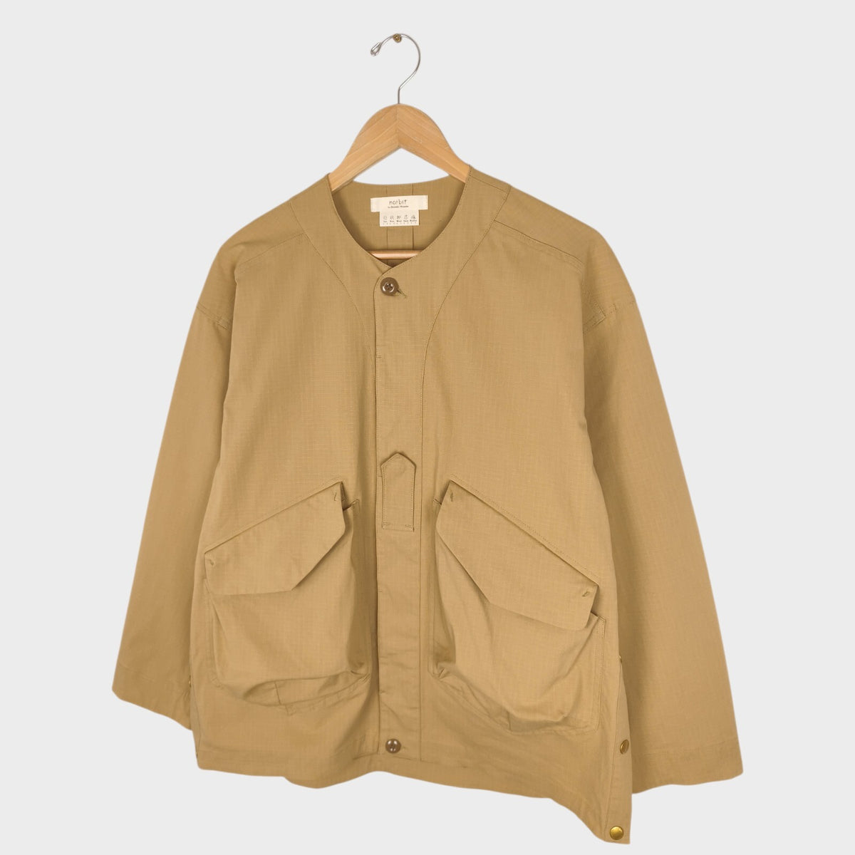 NORBIT BY HIROSHI NOZAWA Men's Beige Side Slit Fatigue Utility Jacket