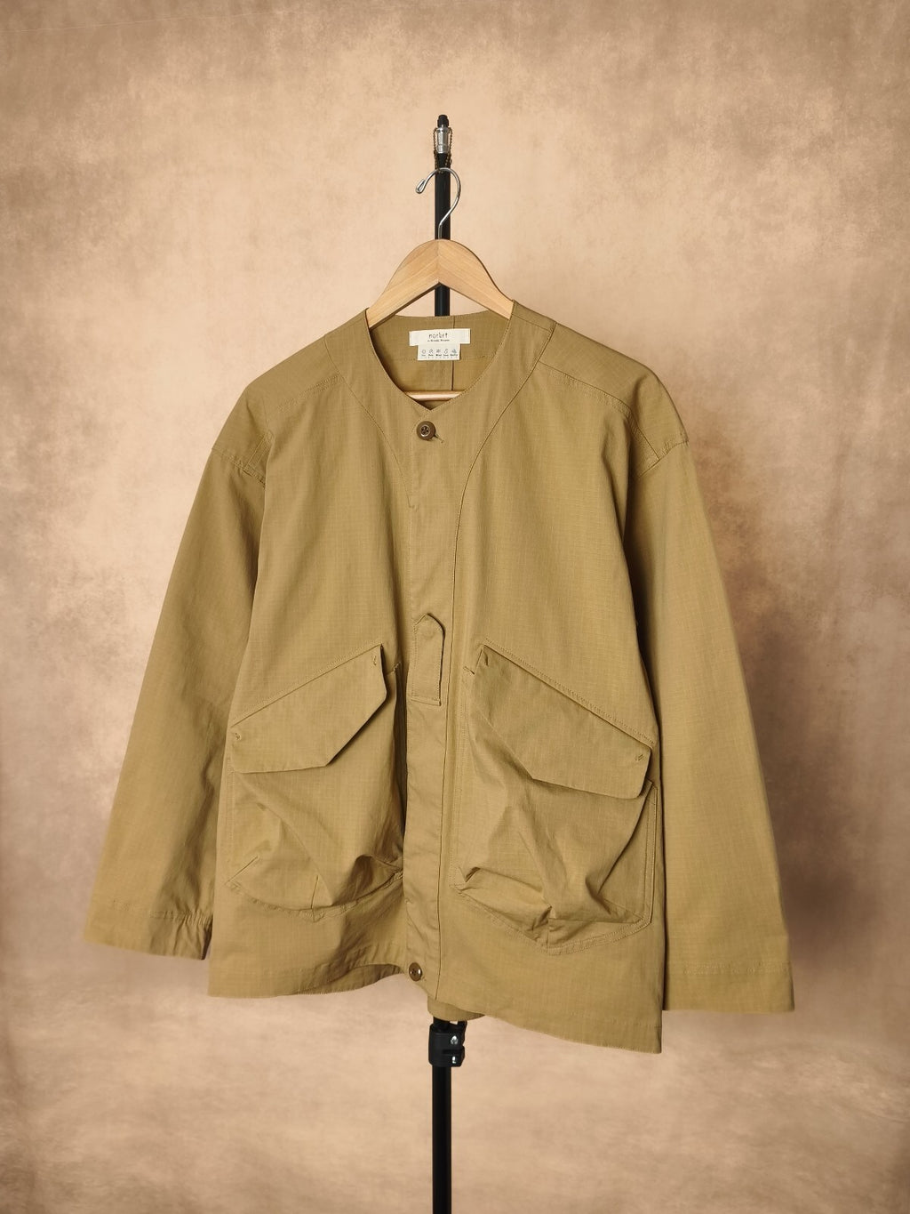NORBIT BY HIROSHI NOZAWA Men's Beige Side Slit Fatigue Utility Jacket