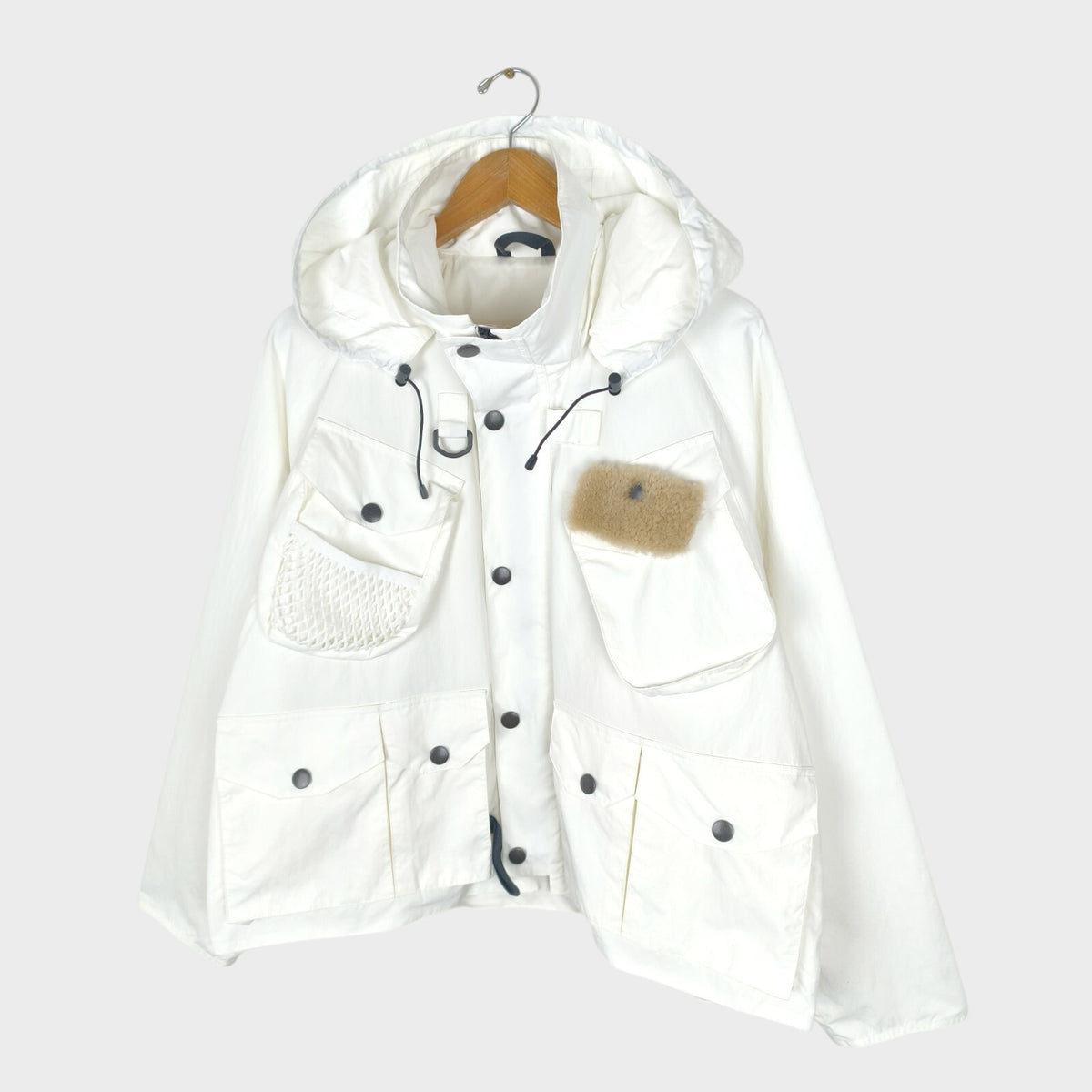 UNUSED Japan Men's Made in Japan White Nylon Fishing Jacket