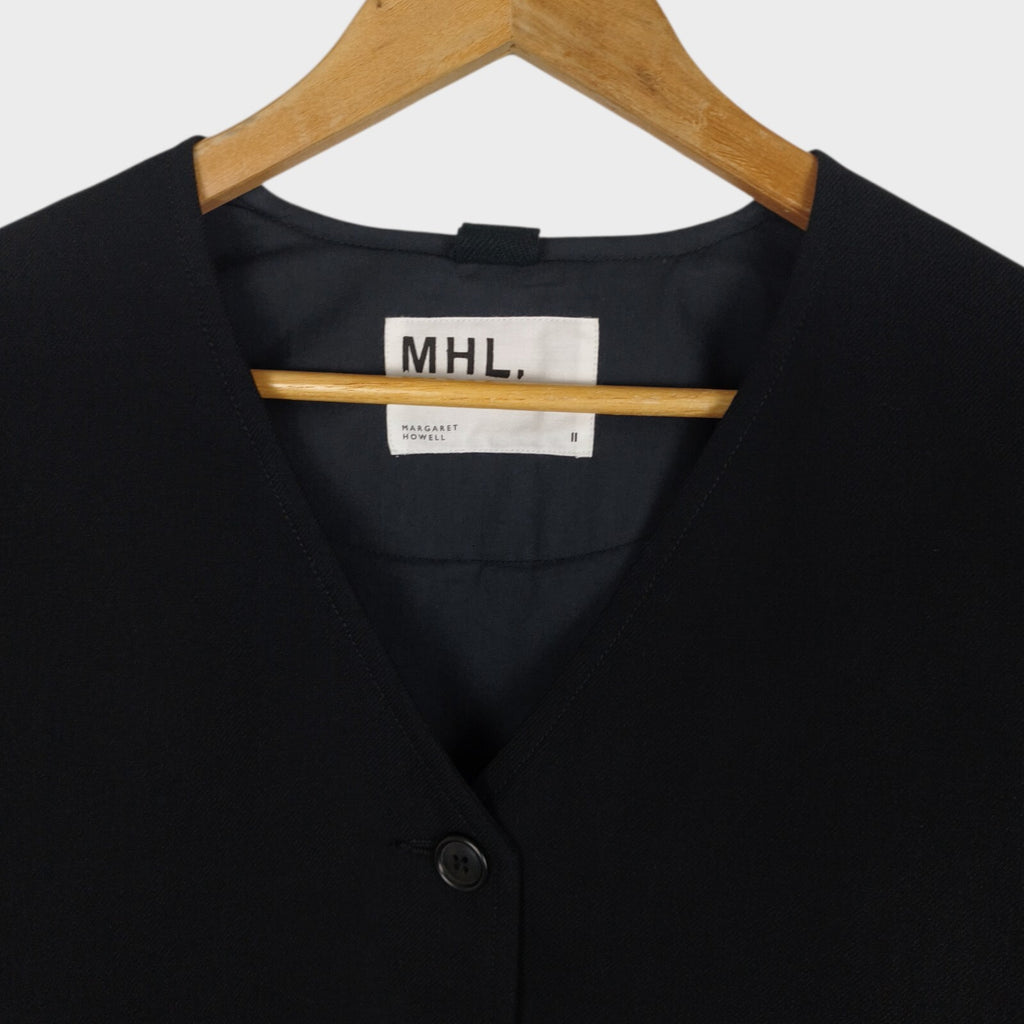 MHL MARGARET HOWELL Women's Black V-Neck Padded Jacket