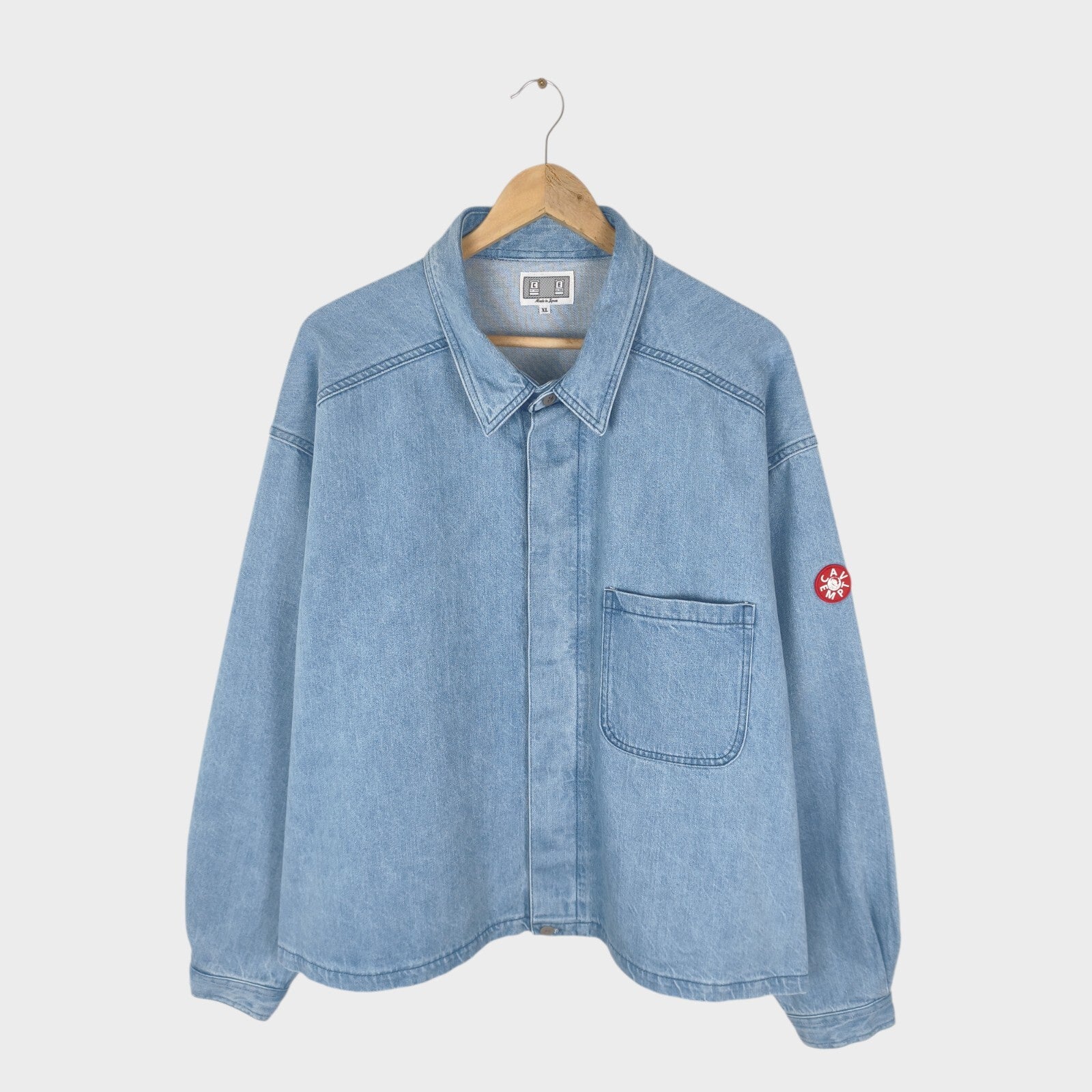 CAV EMPT Men's Made in Japan Washed Blue Short Denim Jacket