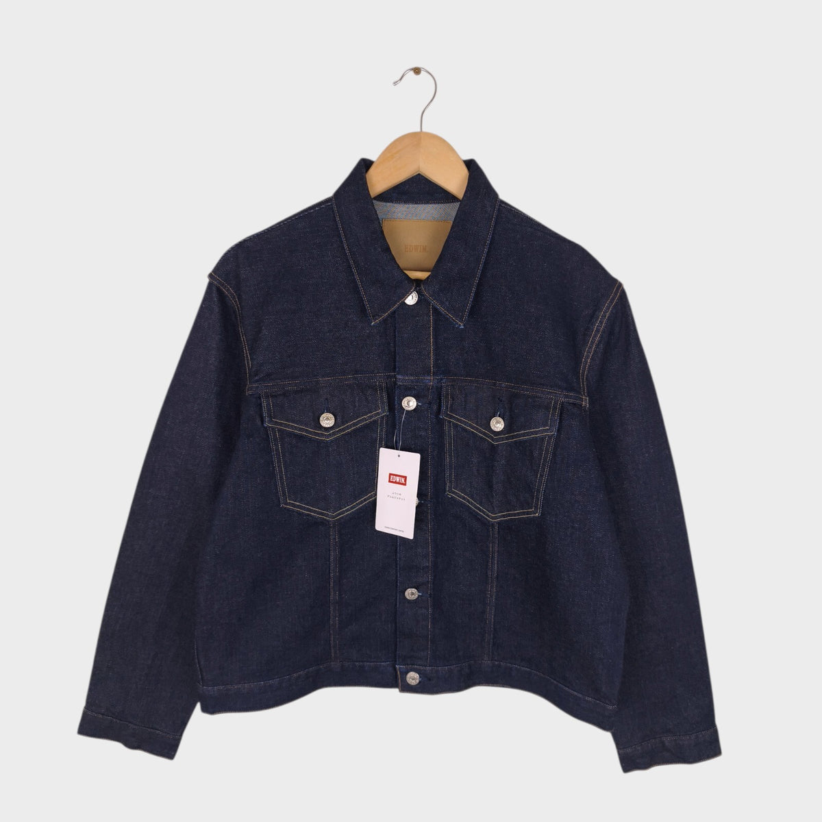 EDWIN Japan Men's Dark Blue Cropped Trucker Jacket