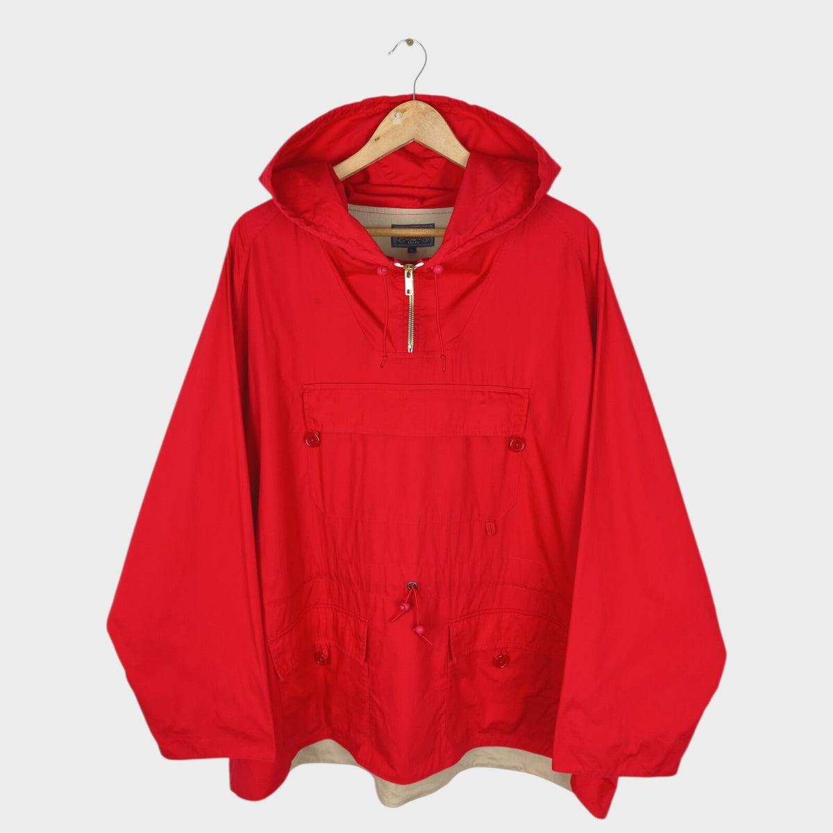 BEAMS PLUS Men's Red Sports Euro Anorak Parka Smock Jacket