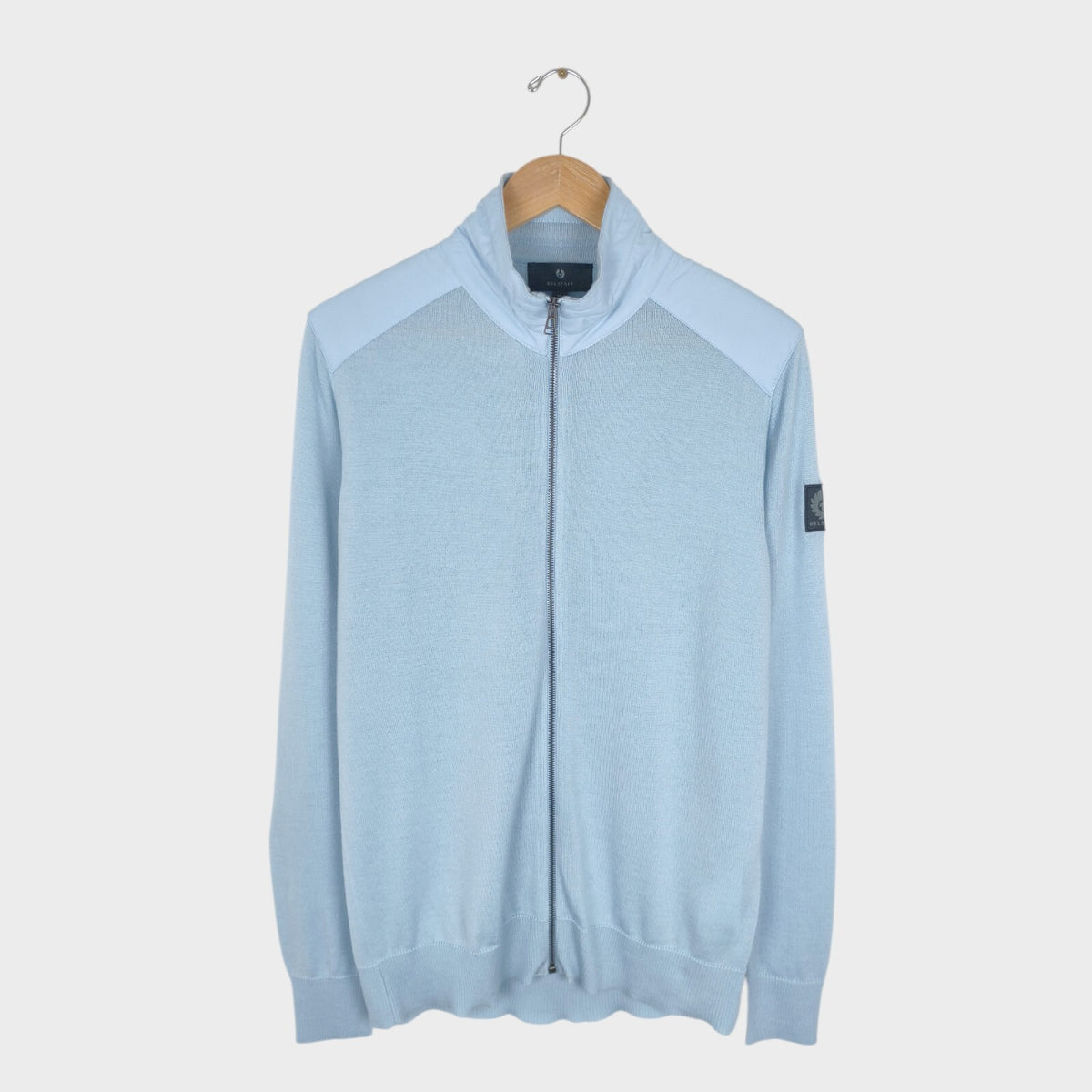 BELSTAFF Men's Light Blue Wool Blend Kinsdale Zip Jacket
