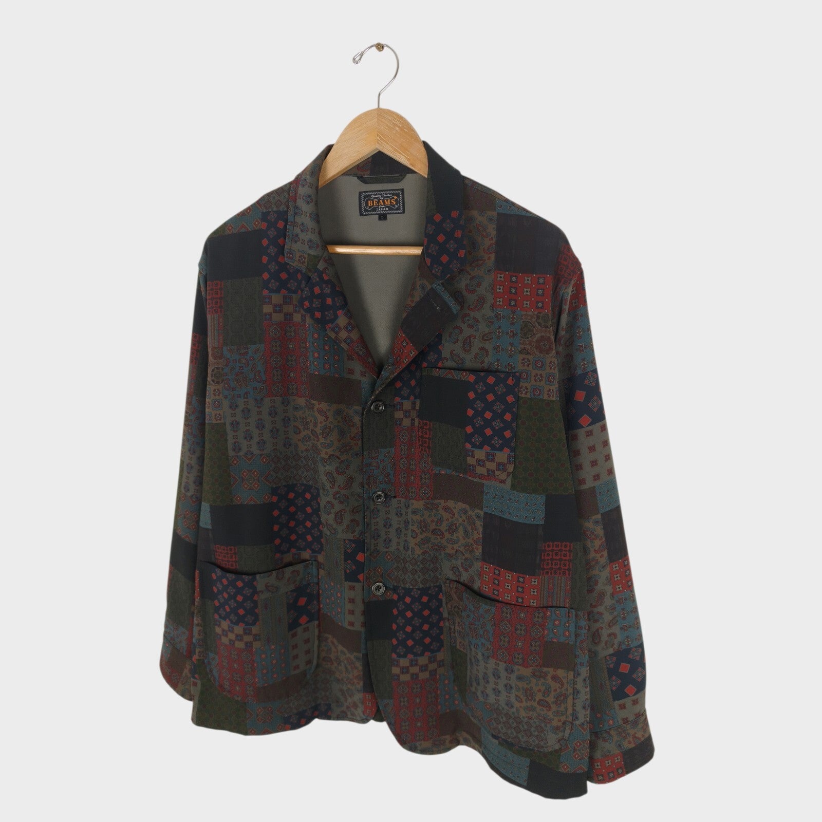 BEAMS PLUS Men's Paisley Patchwork Komatsu Chore Jacket