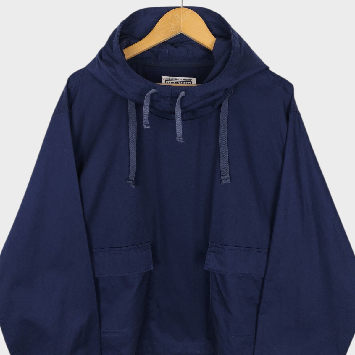 ENGINEERED GARMENTS Men's Made in USA Navy Blue Cotton Parka Cagoule Smock