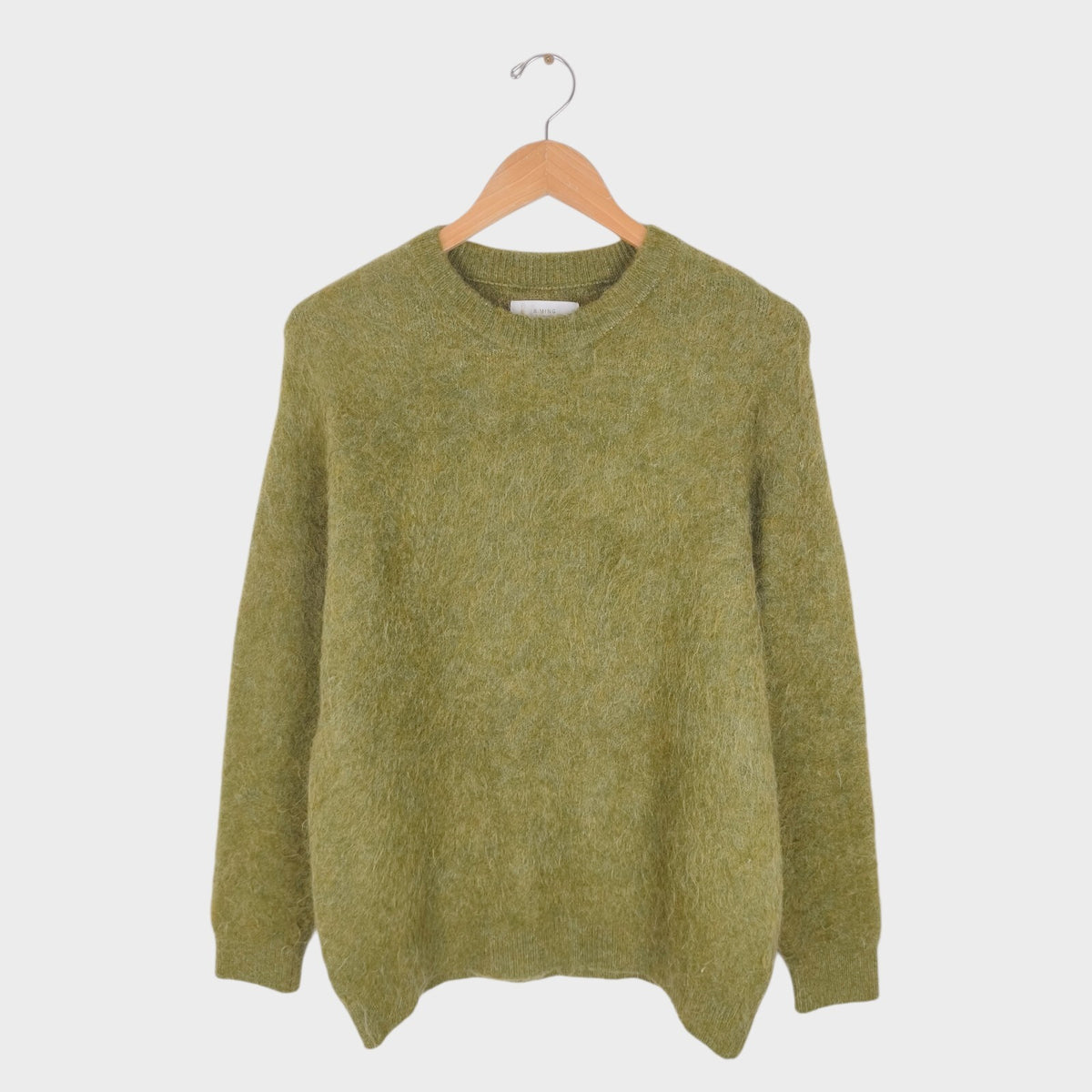 BEAMS B:MING Men's Green Mohair Blend Shaggy Jumper