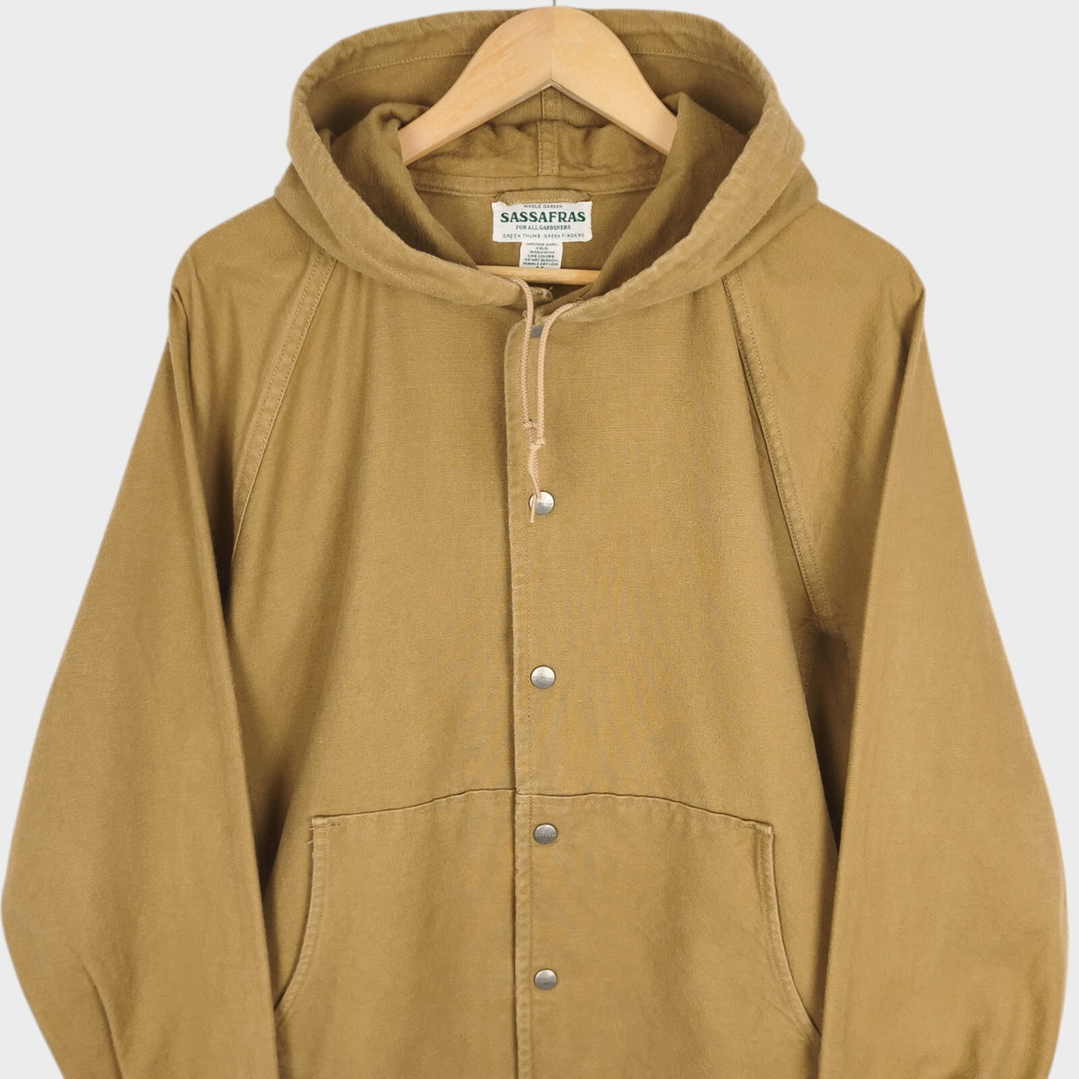 SASSAFRAS Men's Made in Japan Beige Canvas Cotton Bud Breaker Jacket