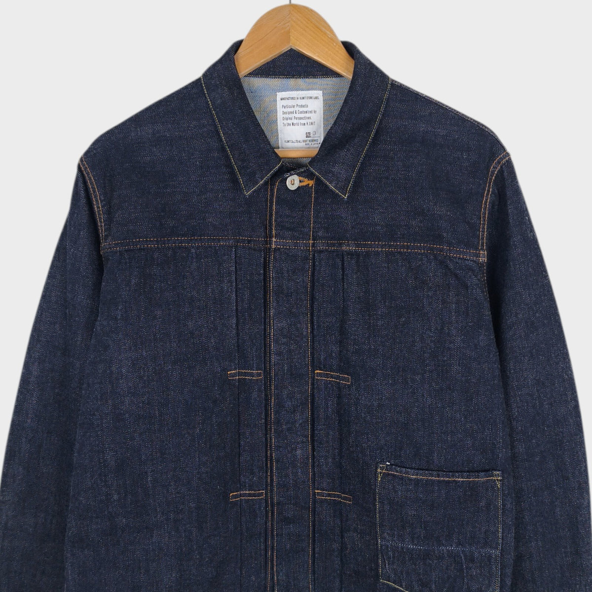 H.UNIT Men's Made in Japan Blue Denim Trucker Jacket