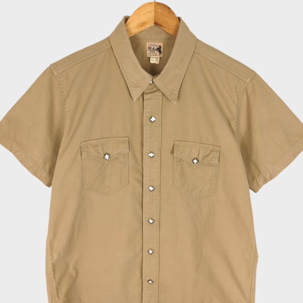 THE REAL MCCOY'S Men's Made in Japan Beige Nep Cotton Western Shirt