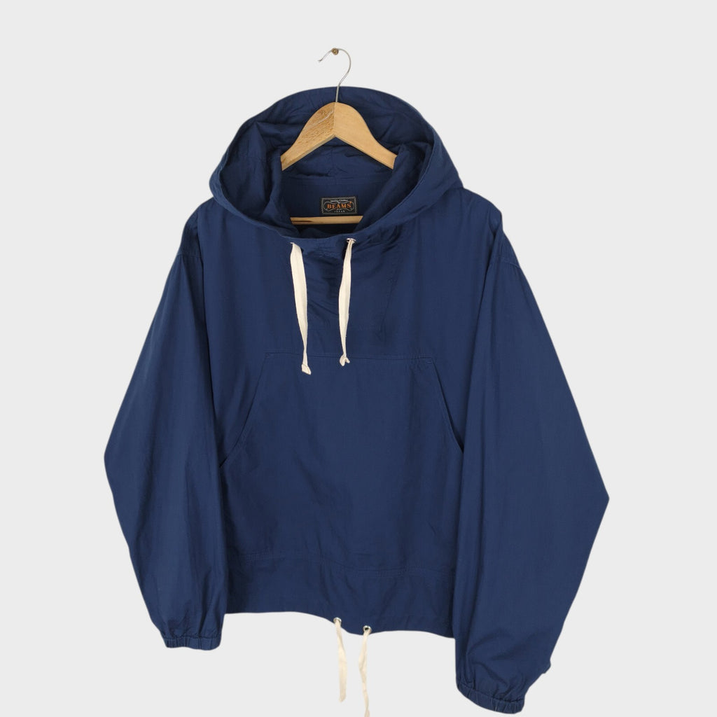 BEAMS PLUS Men's Navy Blue Oversized Fit Sports Smock Anorak Parka Jacket