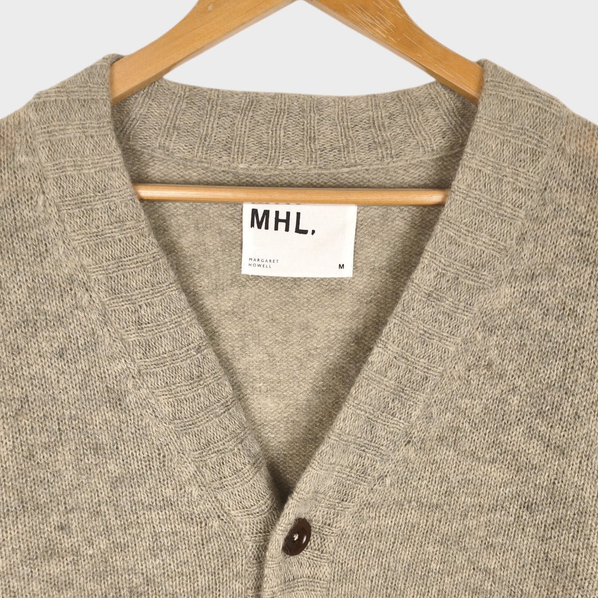 MHL MARGARET HOWELL Men's Oatmeal 100% Wool Knit Cardigan