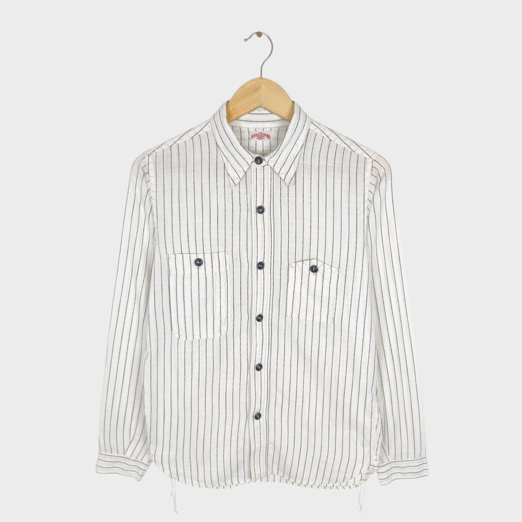 THE REAL MCCOY'S Men's Made in Japan Double Diamond Striped Cotton Shirt