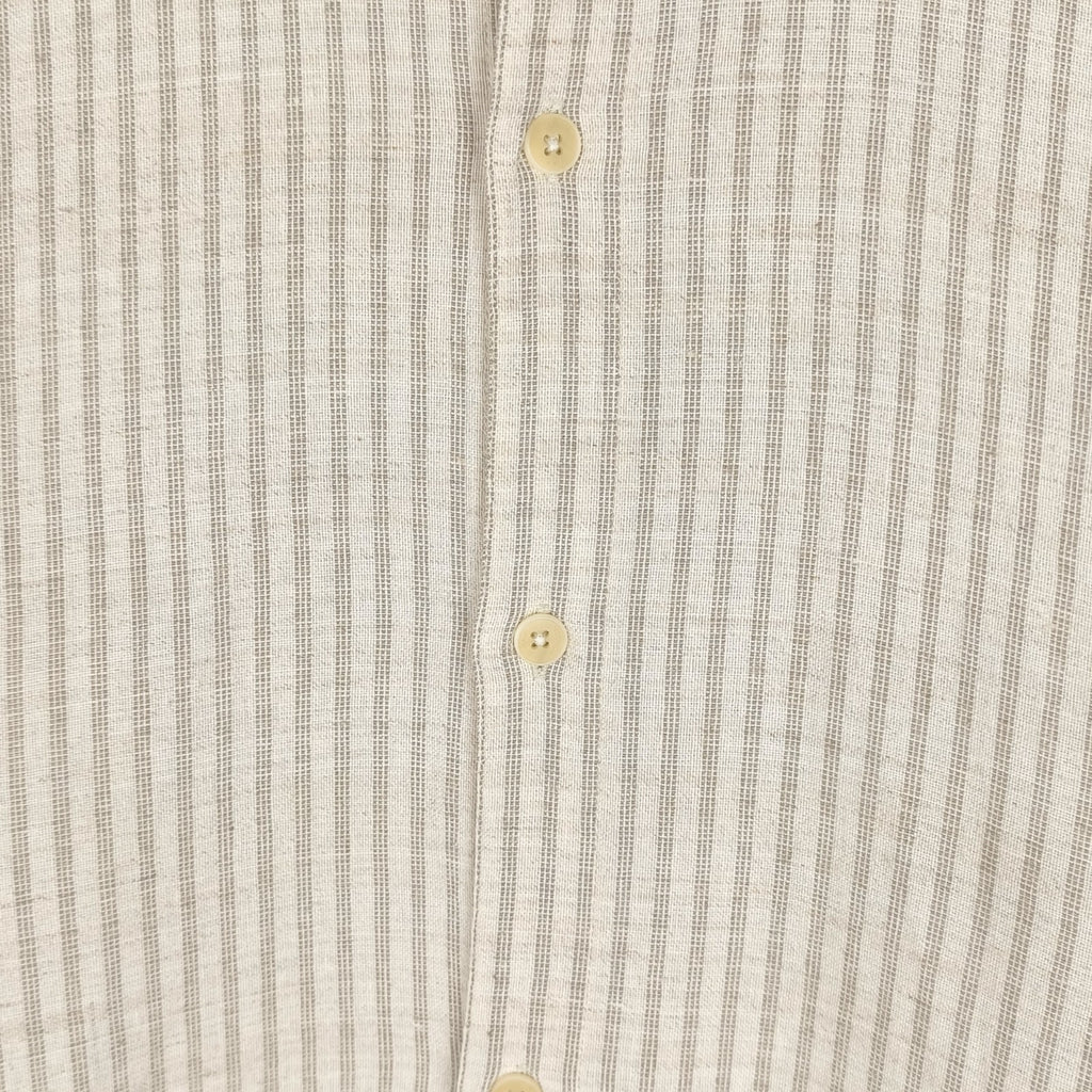 WAX LONDON Men's Striped Cotton/Linen/Viscose Grandad Collar Shirt