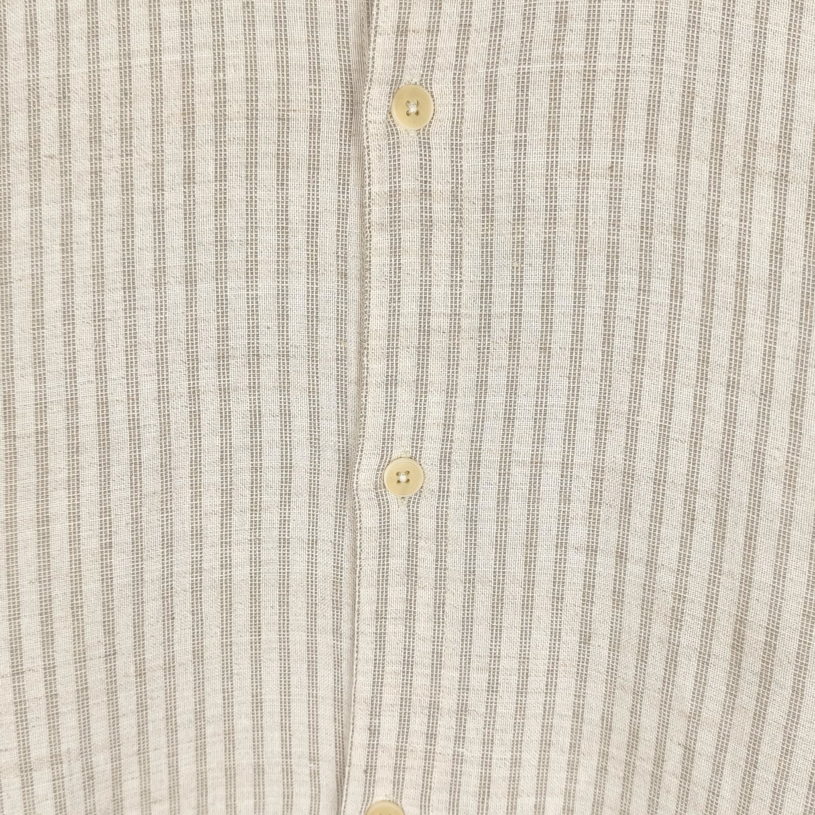 WAX LONDON Men's Striped Cotton/Linen/Viscose Grandad Collar Shirt