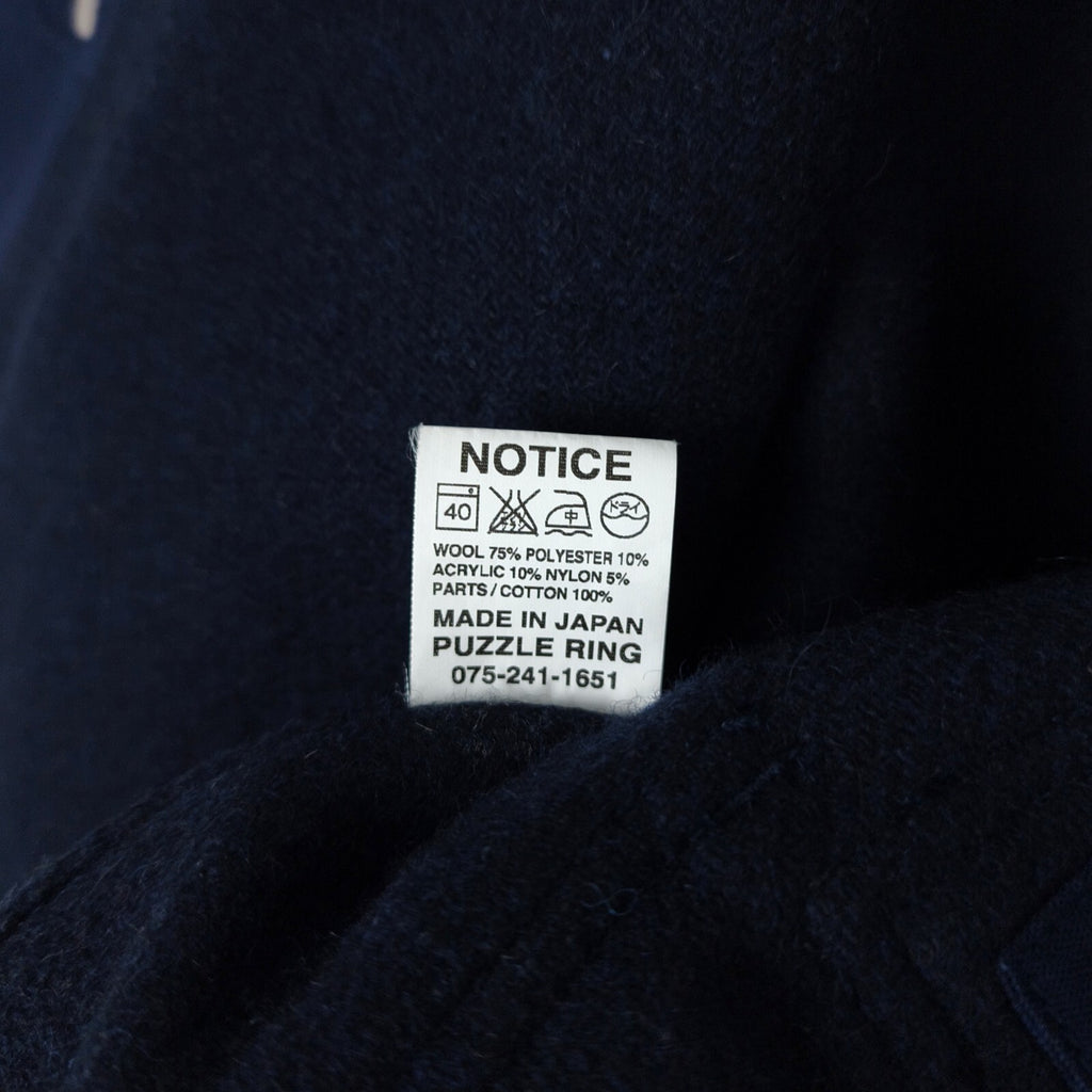 SASSAFRAS Men's Made in Japan Navy Blue Melton Wool Leaf Blower Jacket