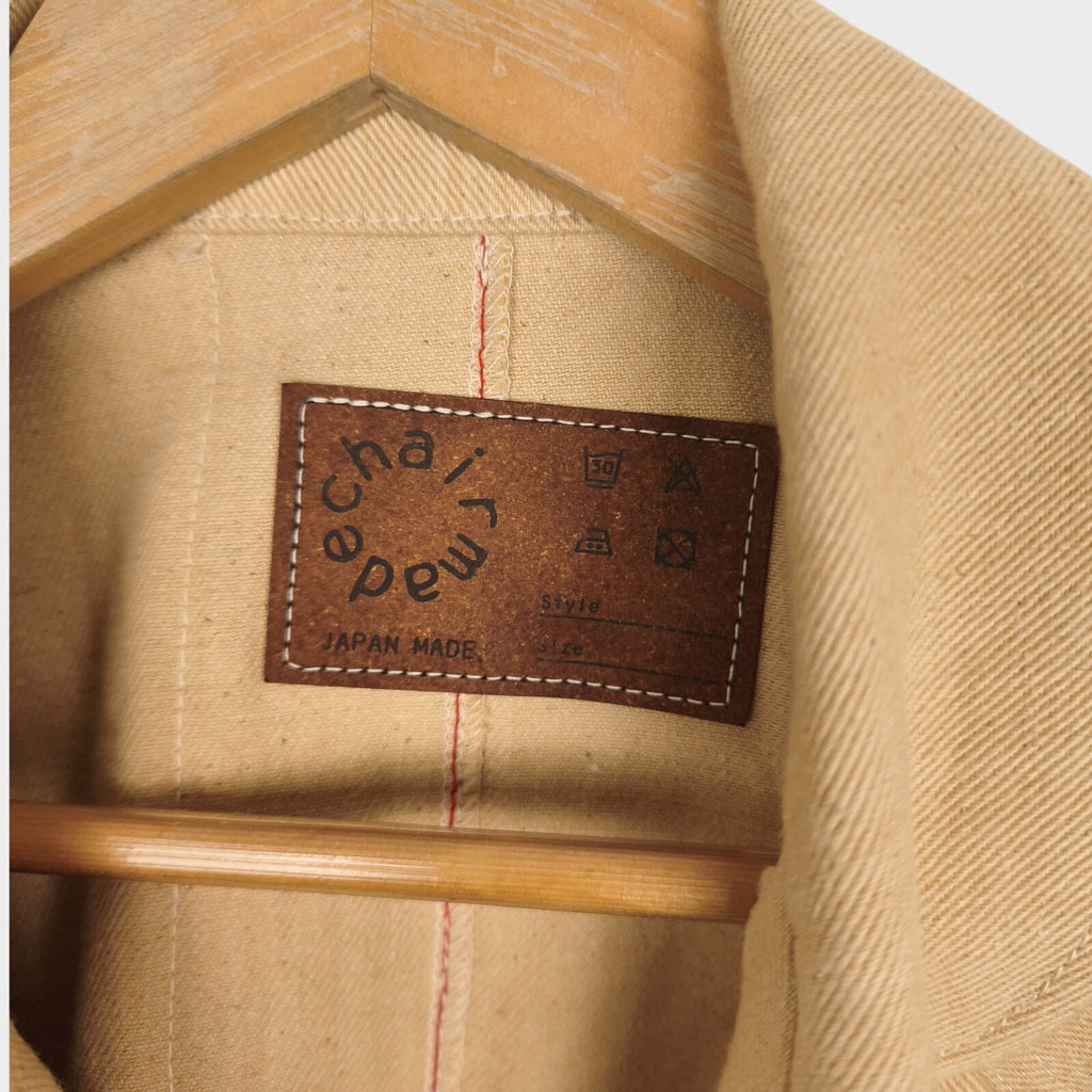 CHAIRMADE Men's Made in Japan Cream/Beige Heavyweight Cotton Chore Jacket