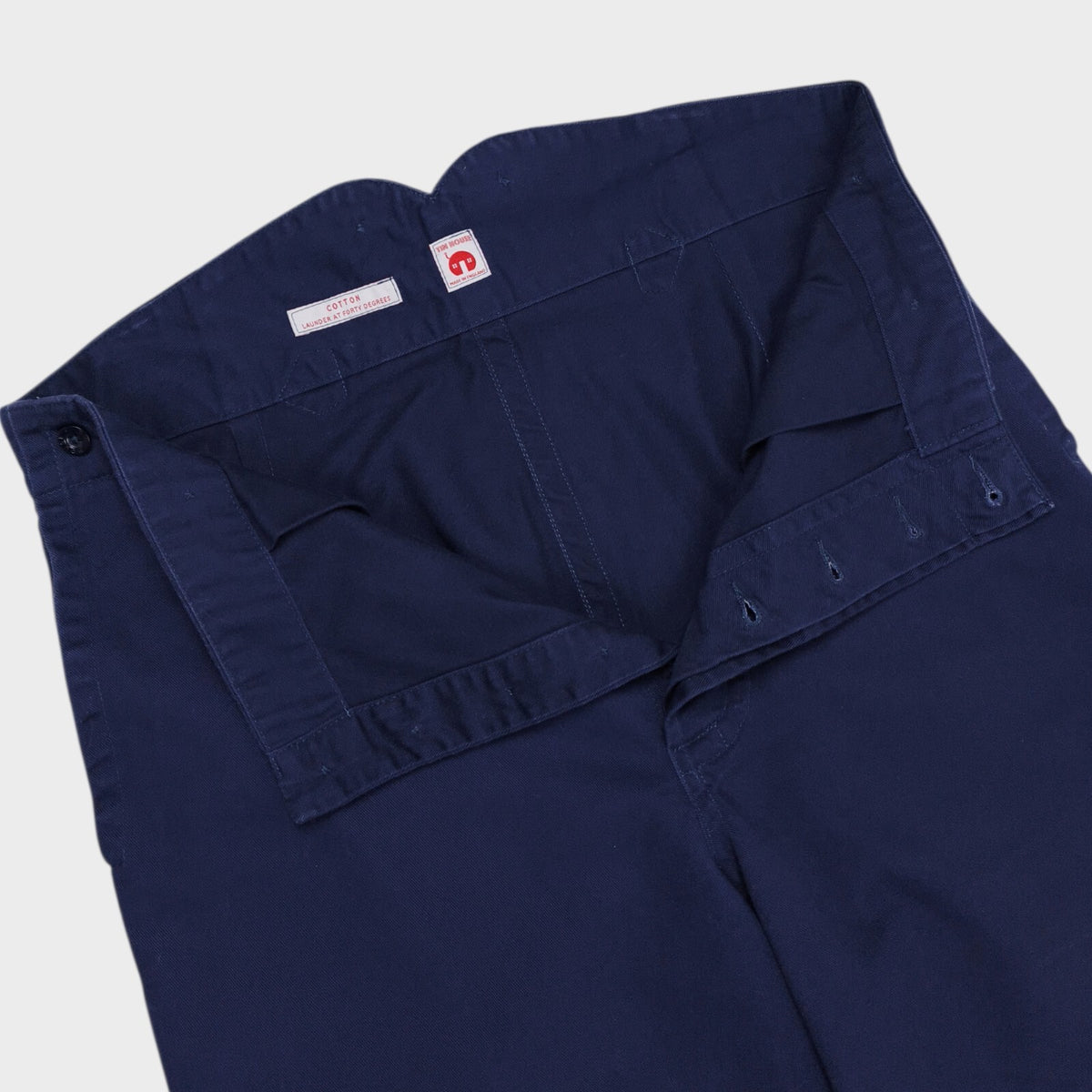 OLD TOWN Men's Made in England Blue Cotton Twill Trousers