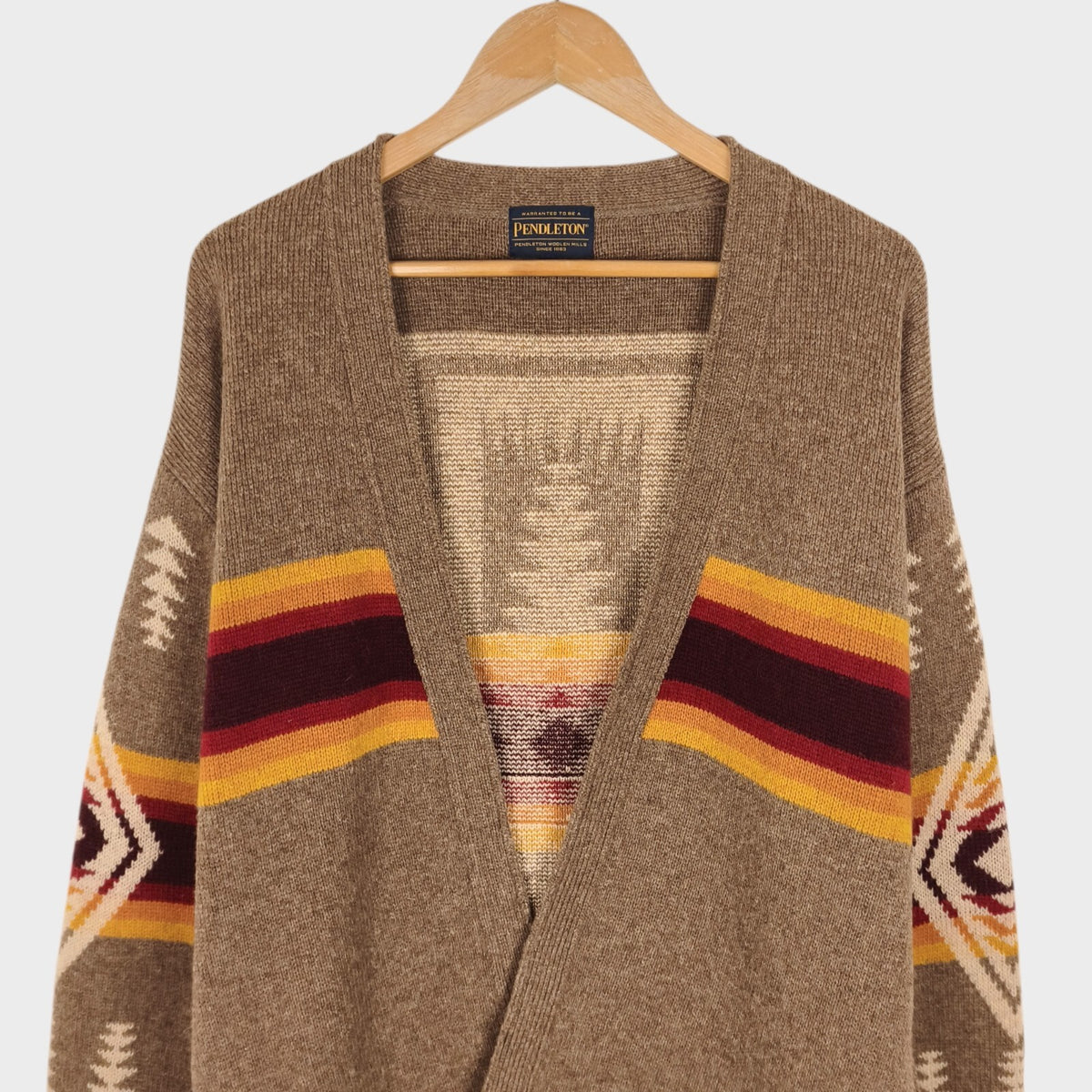 PENDLETON Men's Navajo Jacquard Wool Blend Open Cardigan