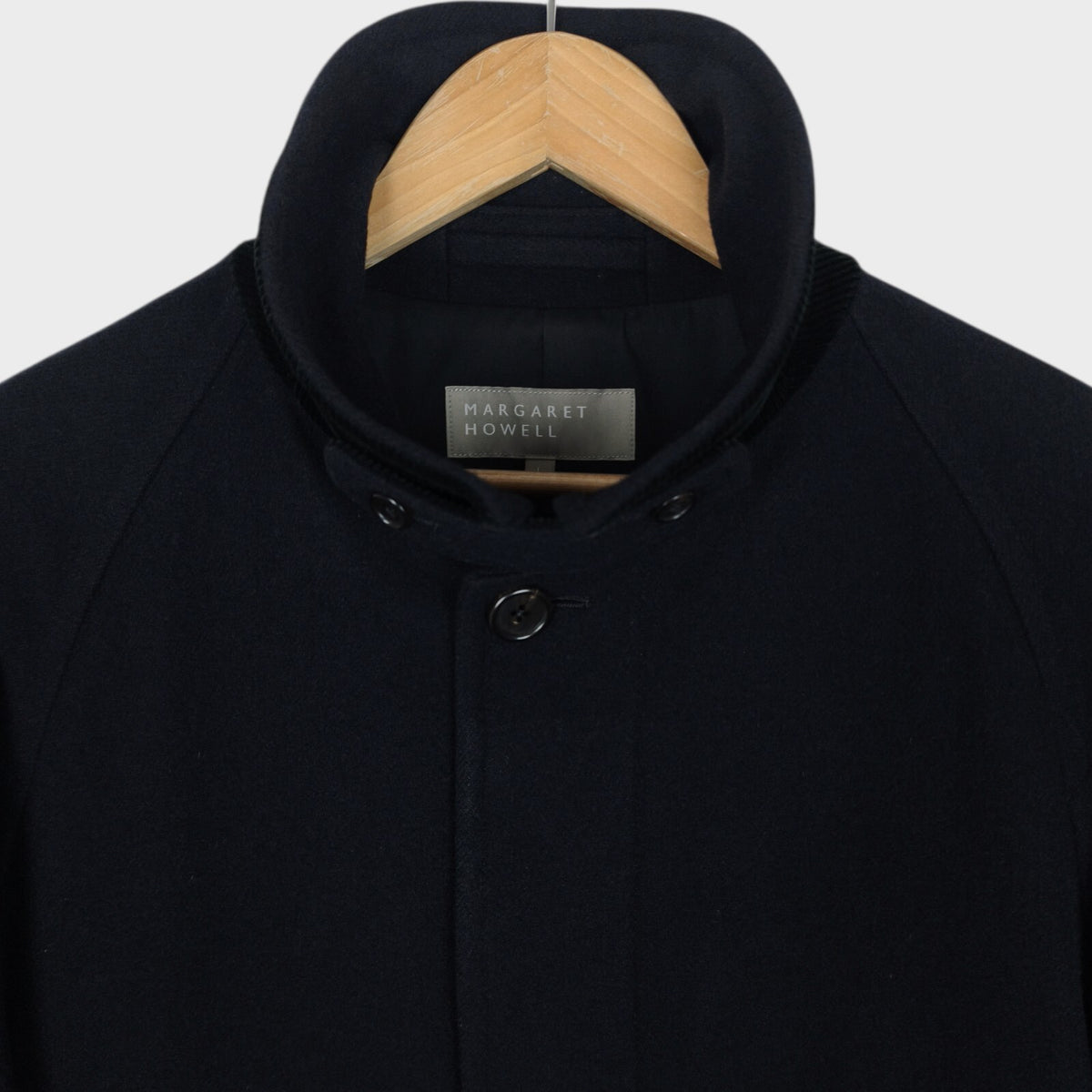 MARGARET HOWELL Men's Dark Navy Blue Heavyweight 100% Wool Raglan Coat