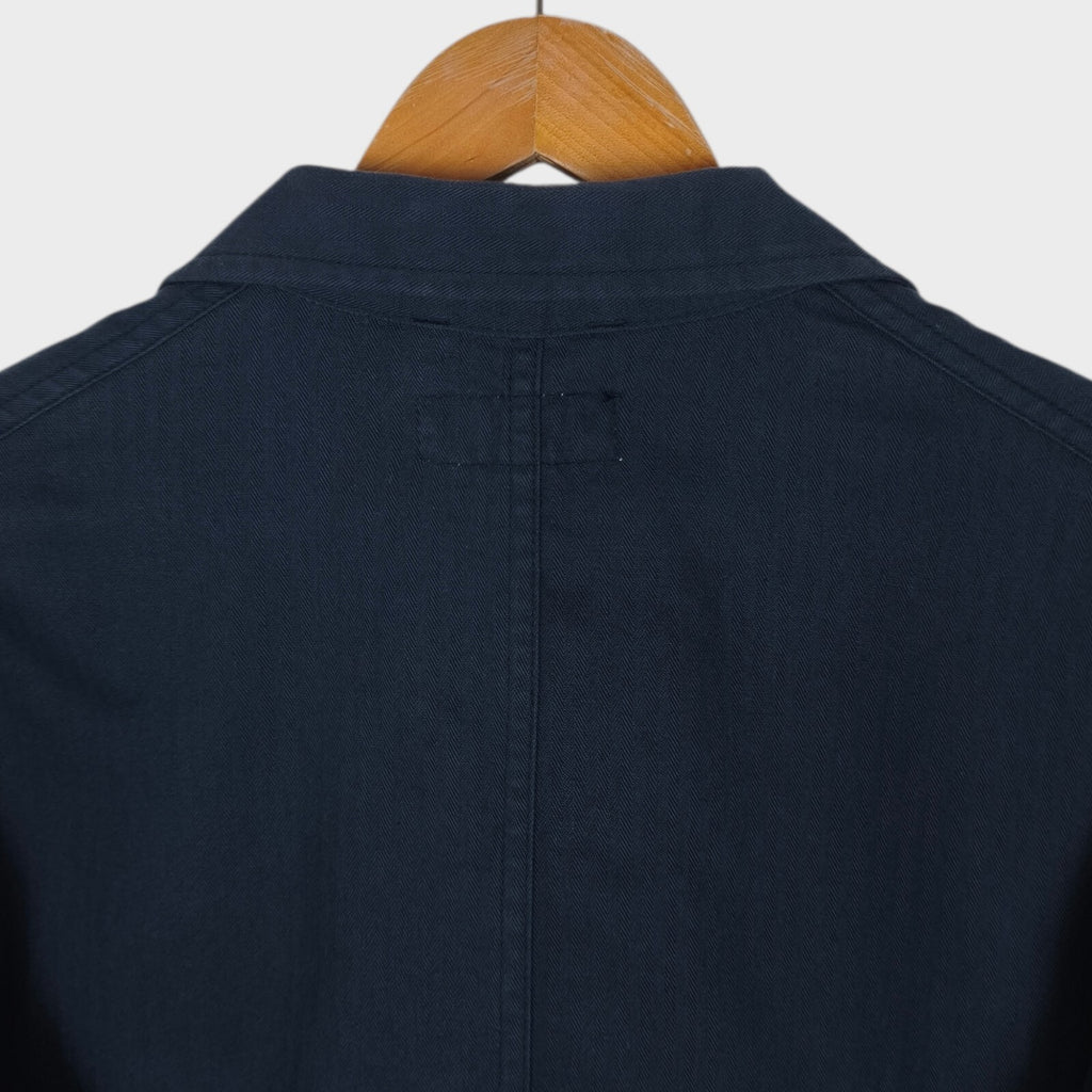 SASSAFRAS Men's Made in Japan Navy Herringbone Cotton Sprayer Chore Jacket