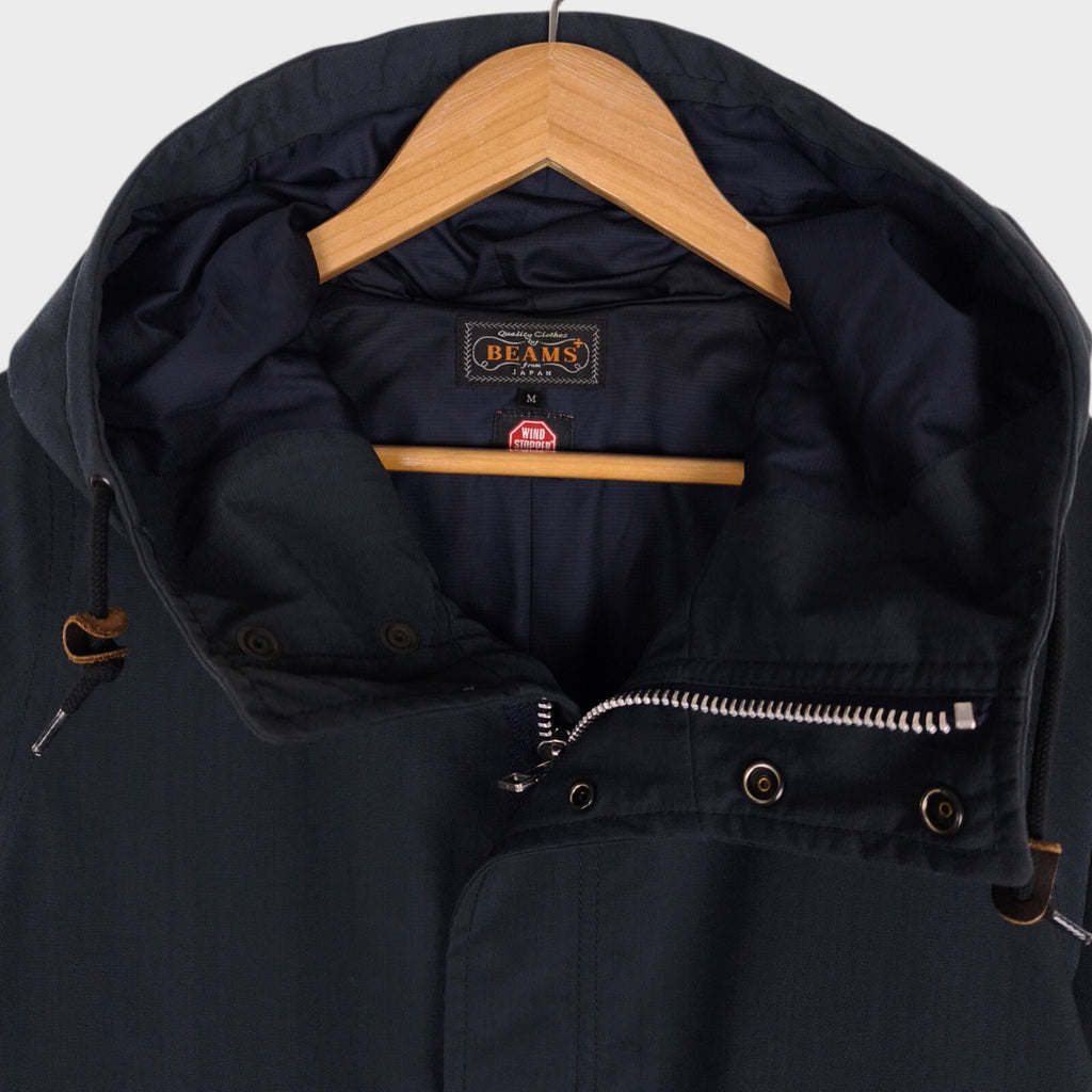 BEAMS PLUS Men's Dark Blue Gore Windstopper Waterproof Mod Parka Jacket