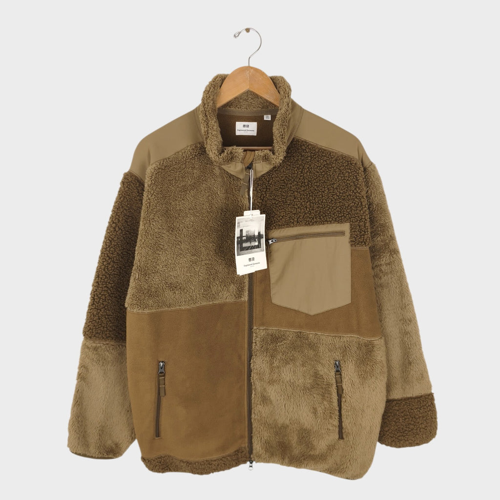 ENGINEERED GARMENTS x UNIQLO Men's Brown Patchwork Fleece Zip Jacket