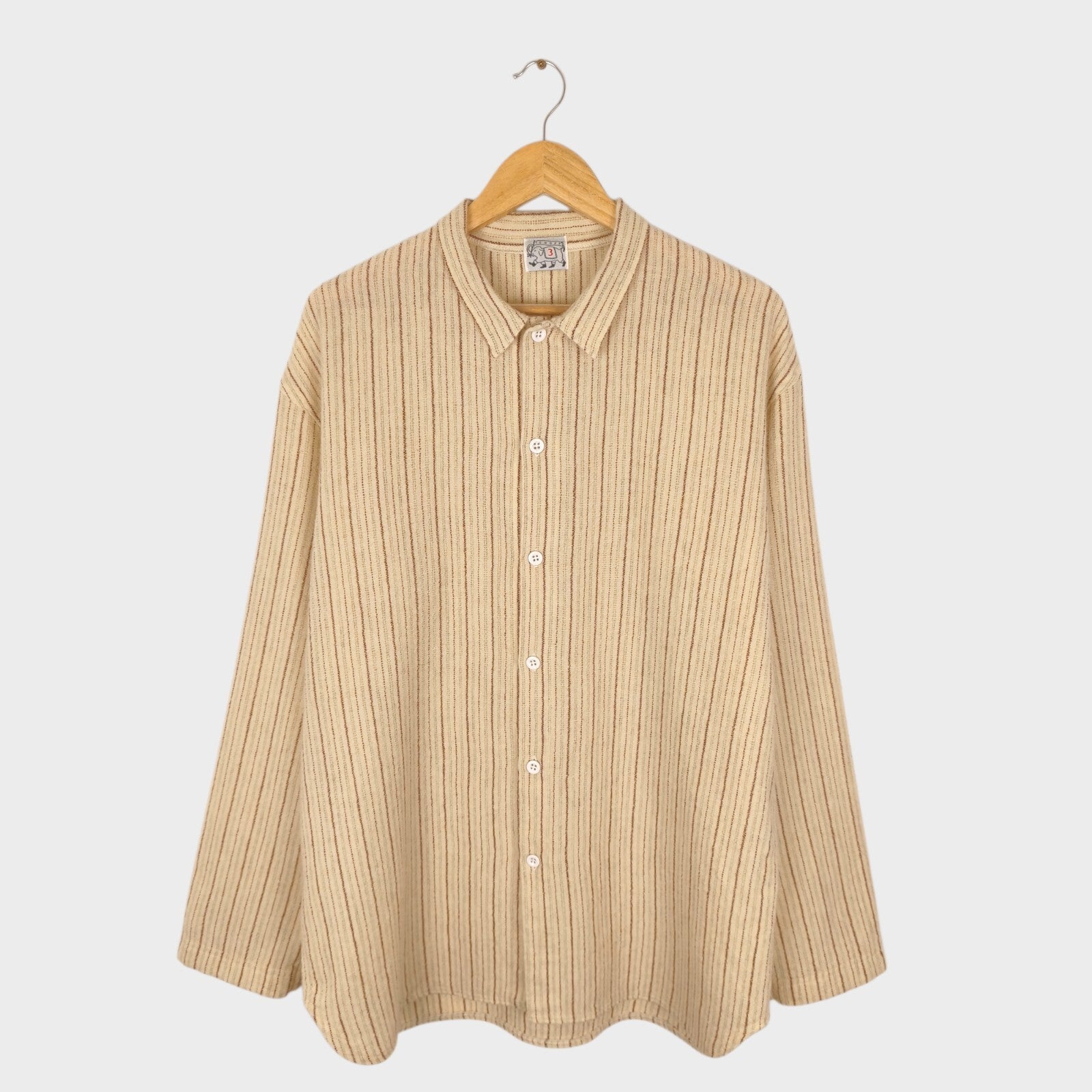 TENDER CO. Men's Made in England Striped Weaver's Stock 100% Wool Shirt