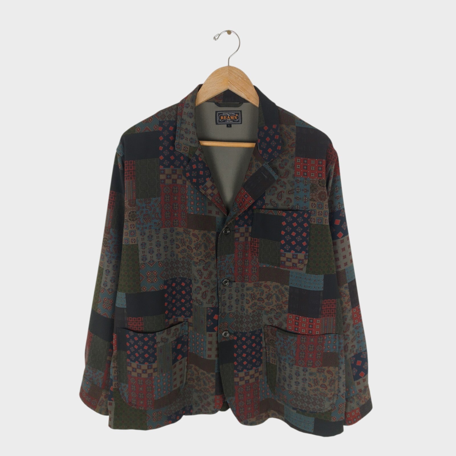 BEAMS PLUS Men's Paisley Patchwork Komatsu Chore Jacket