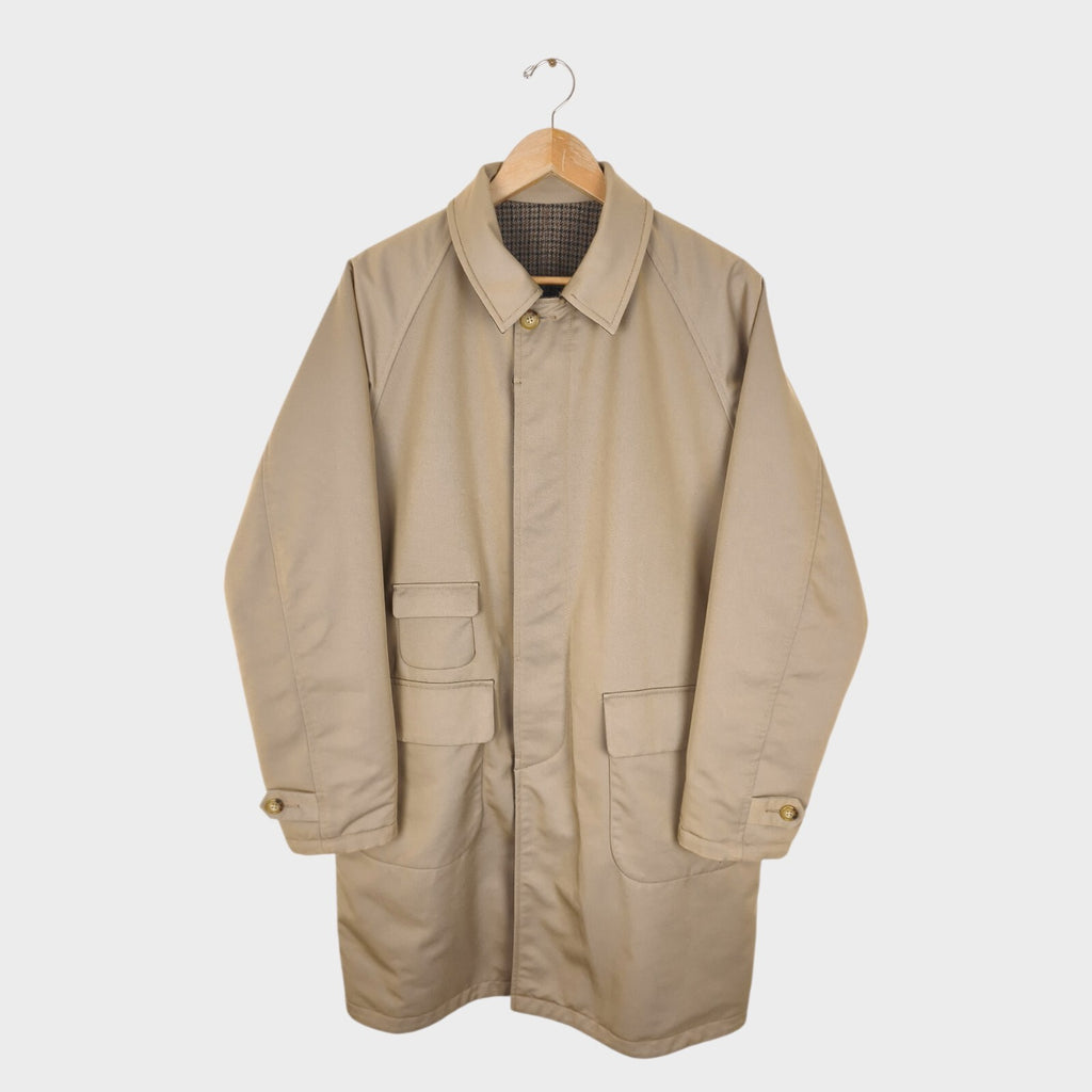 BEAMS PLUS Men's Dogtooth Heavyweight Reversible Balmacaan Coat